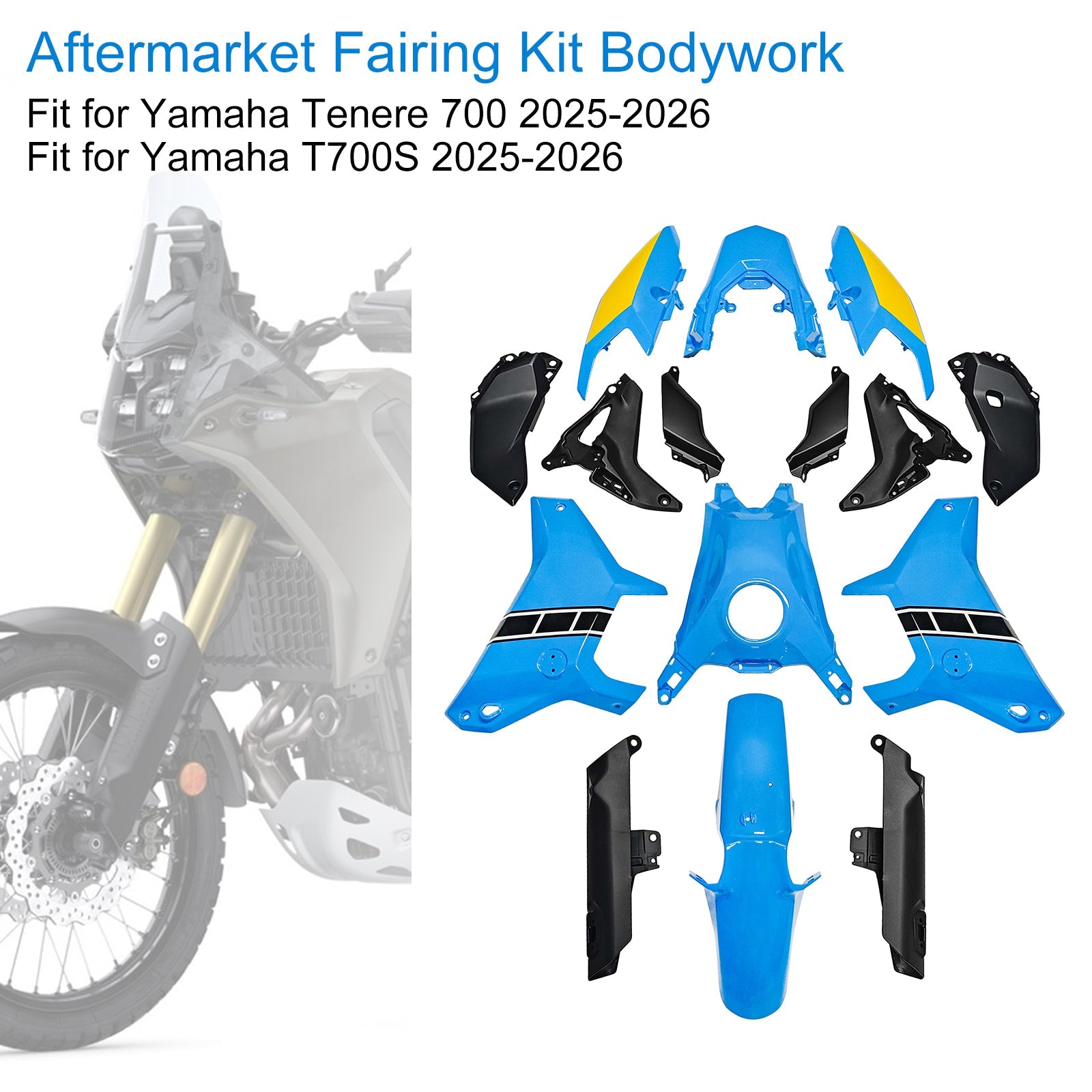 Injection Bodywork Fairing Kit for Yamaha Tenere 700 T700S 2025-2026