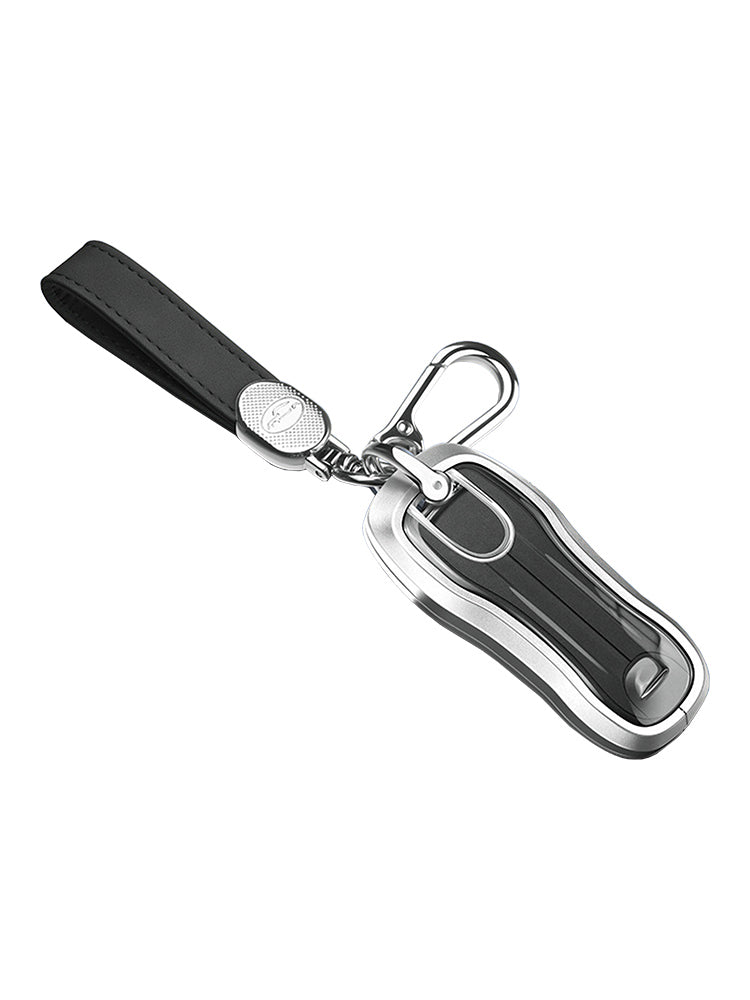 Aluminum Alloy TPU Silvery Car Key Case Cover With Buckle For Porsche Cayenne
