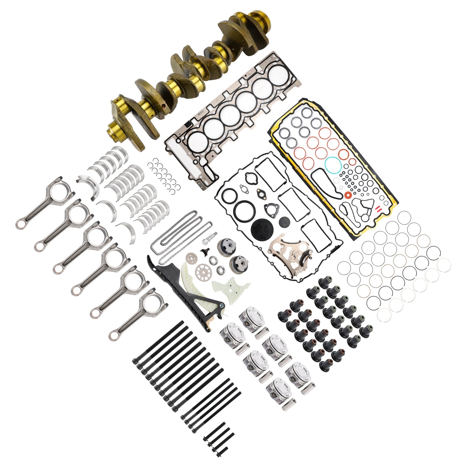 2012-2016 BMW M235i F22 F23 N55 3.0L Engine Rebuild Pistons Gaskets Kit Crankshaft Rods Timing Set 11212163665