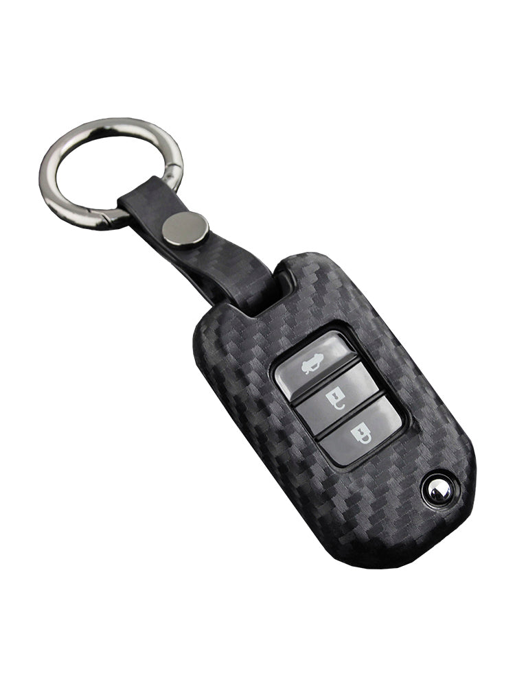 Leather Silicone Car Key Case Cover With Buckle For Honda Accord