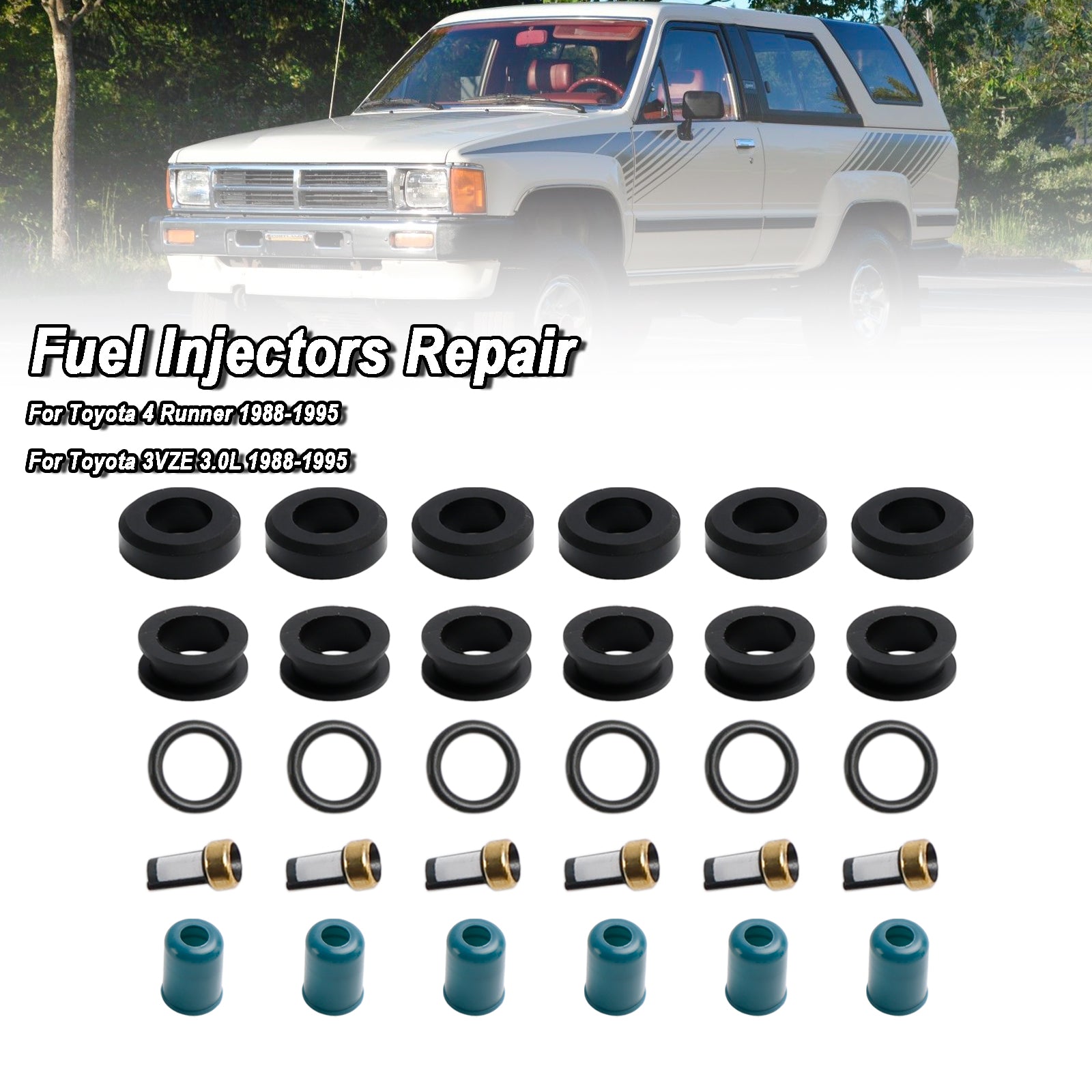 1988-1995 Toyota 3VZE 3.0L Truck Fuel Injector Repair Seal Rebuild Kit