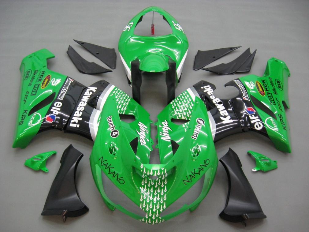 2005-2006 Kawasaki ZX6R 636 Fairings Green Black No.56 Nakano Racing Generic
