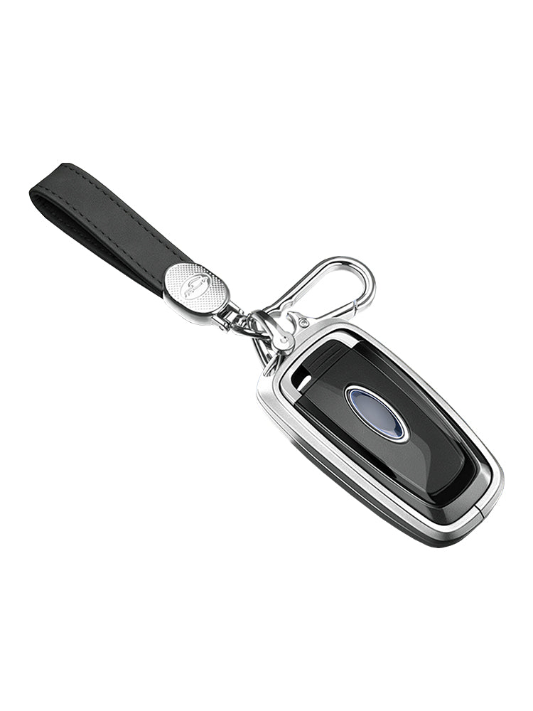 Aluminum Alloy TPU Silvery Car Key Case Cover With Buckle For Ford