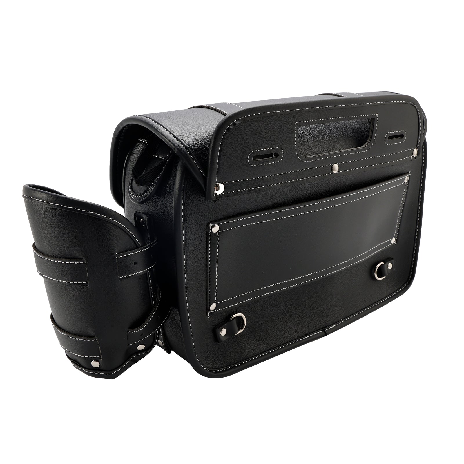 Tail Bag Pu Side Saddlebag Tail Bag Luggage Pouch Storage Black For Motorbike