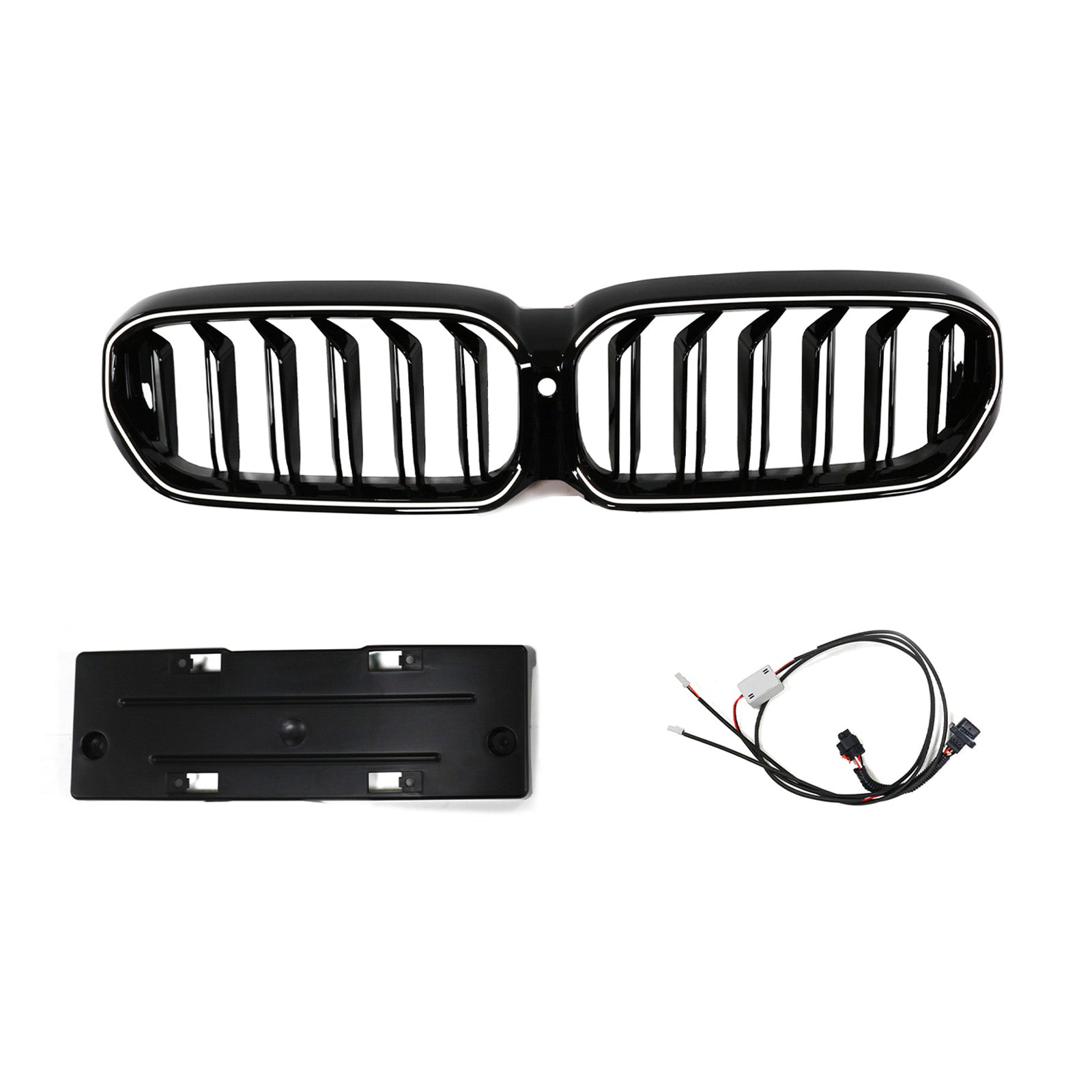 2021-2024 Fit BMW 5 Series G30 G38 Gloss Black Front Kidney Grille Double Slat