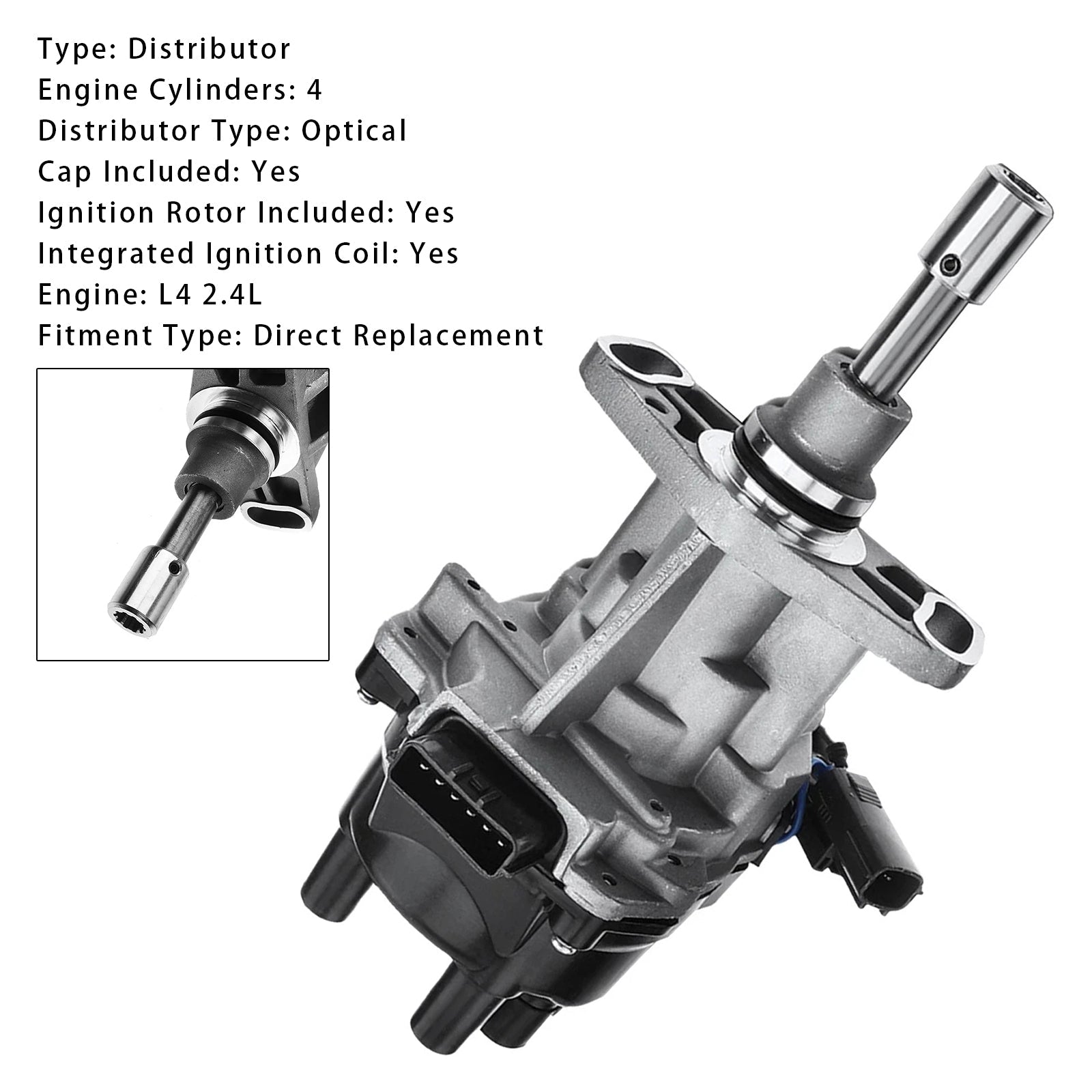 1998-2004 Nissan Frontier L4 2.4L Petrol with Cap &amp; Rotor Ignition Distributor w/ Cap & Rotor 221003S500 8458421