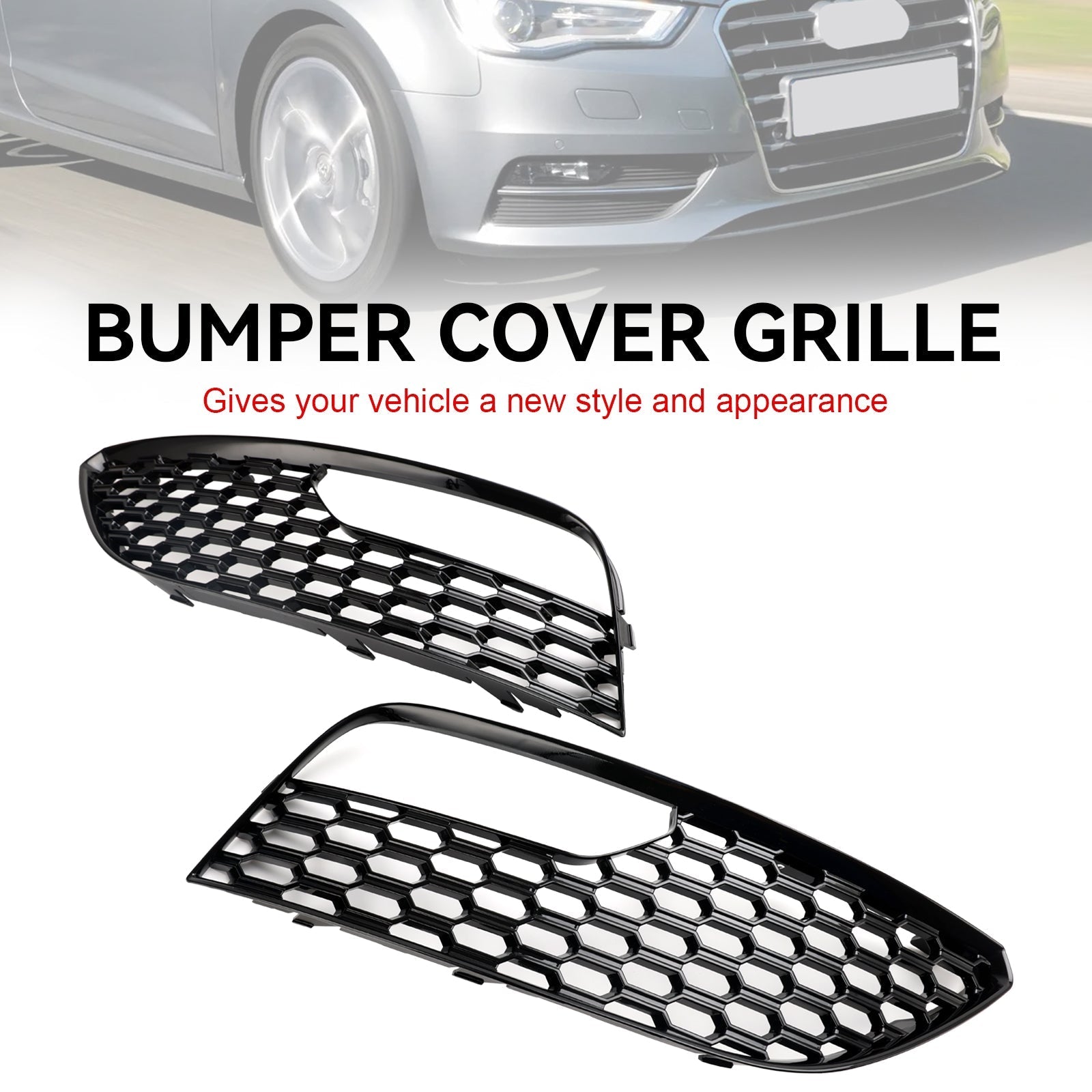 Audi A3 S3 2012-2016 Mesh Front Bumper Fog Light Surround Cover Grille 2PCS