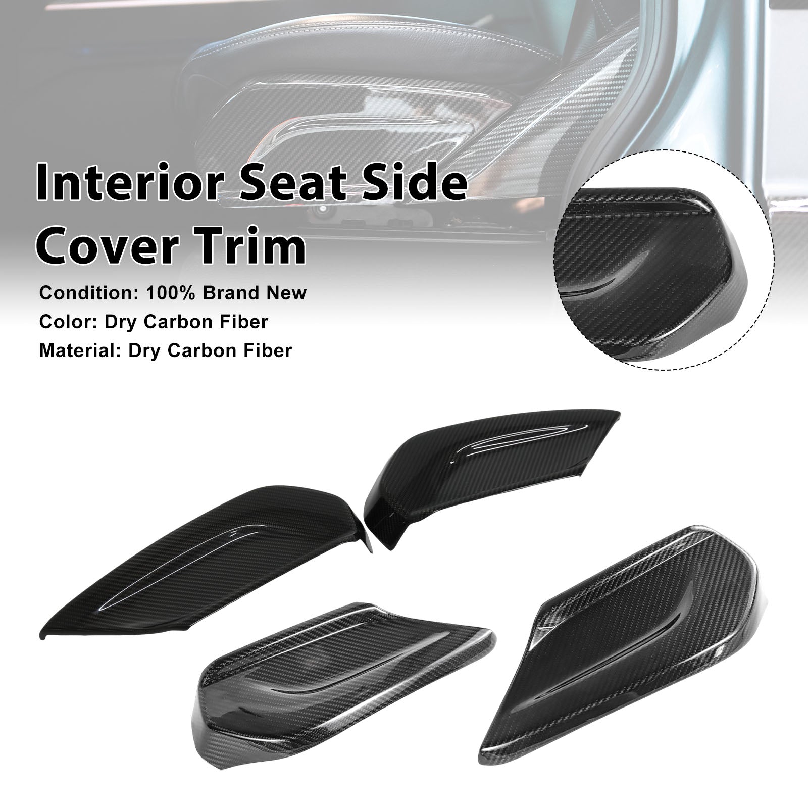 2019-2026 Fit Mercedes Benz W464 W465 Carbon Fiber Seat Side Panel Cover Trim
