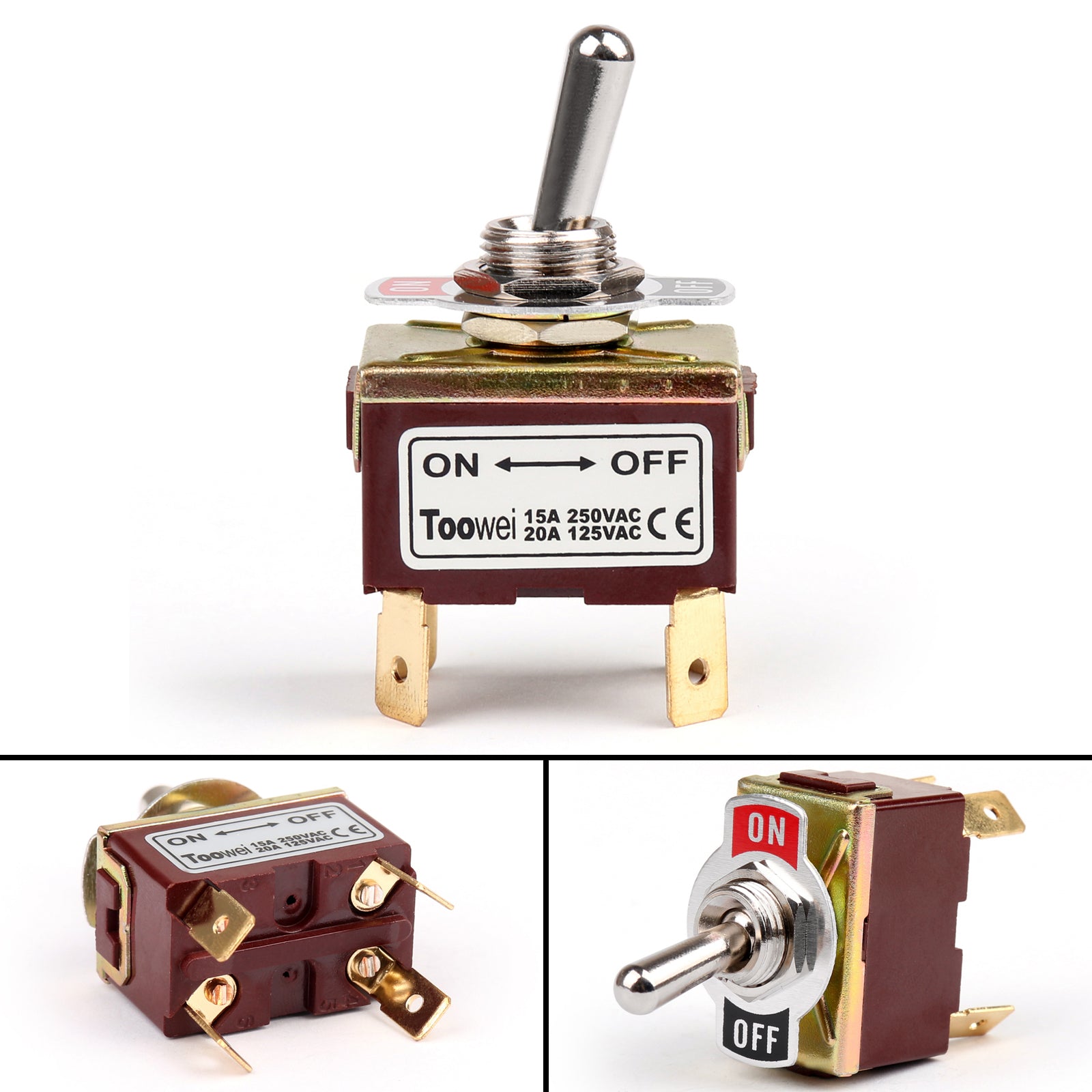 1Pcs 2 Terminal 4Pin ON-OFF 15A 250V Toggle Switch Boot DPST Industrial Grade