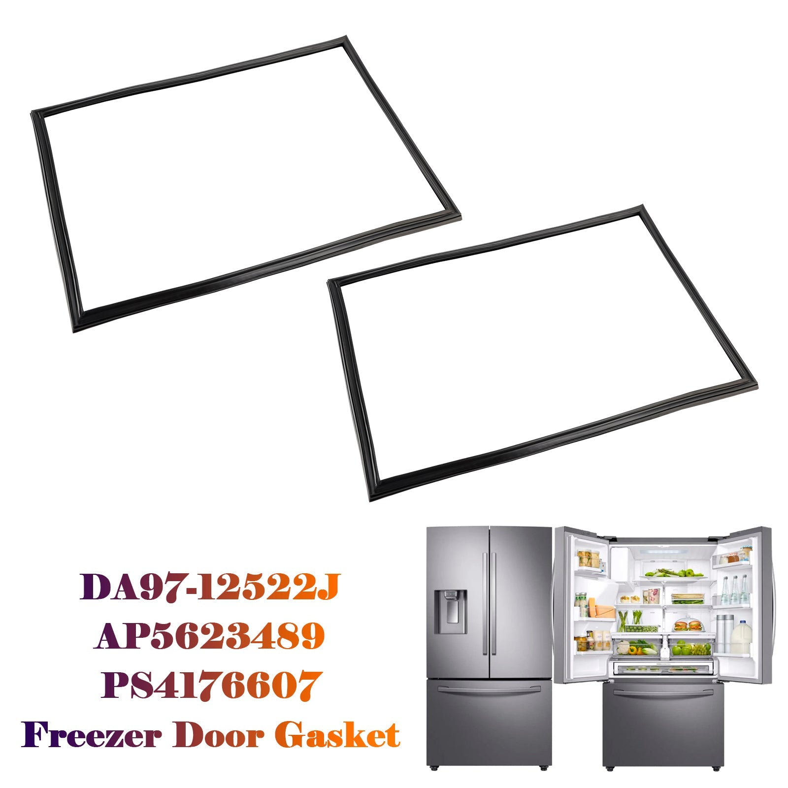 2 Pcs W10436252 Freezer Door Gasket for Maytag Refrigerator W10131754 W10164041
