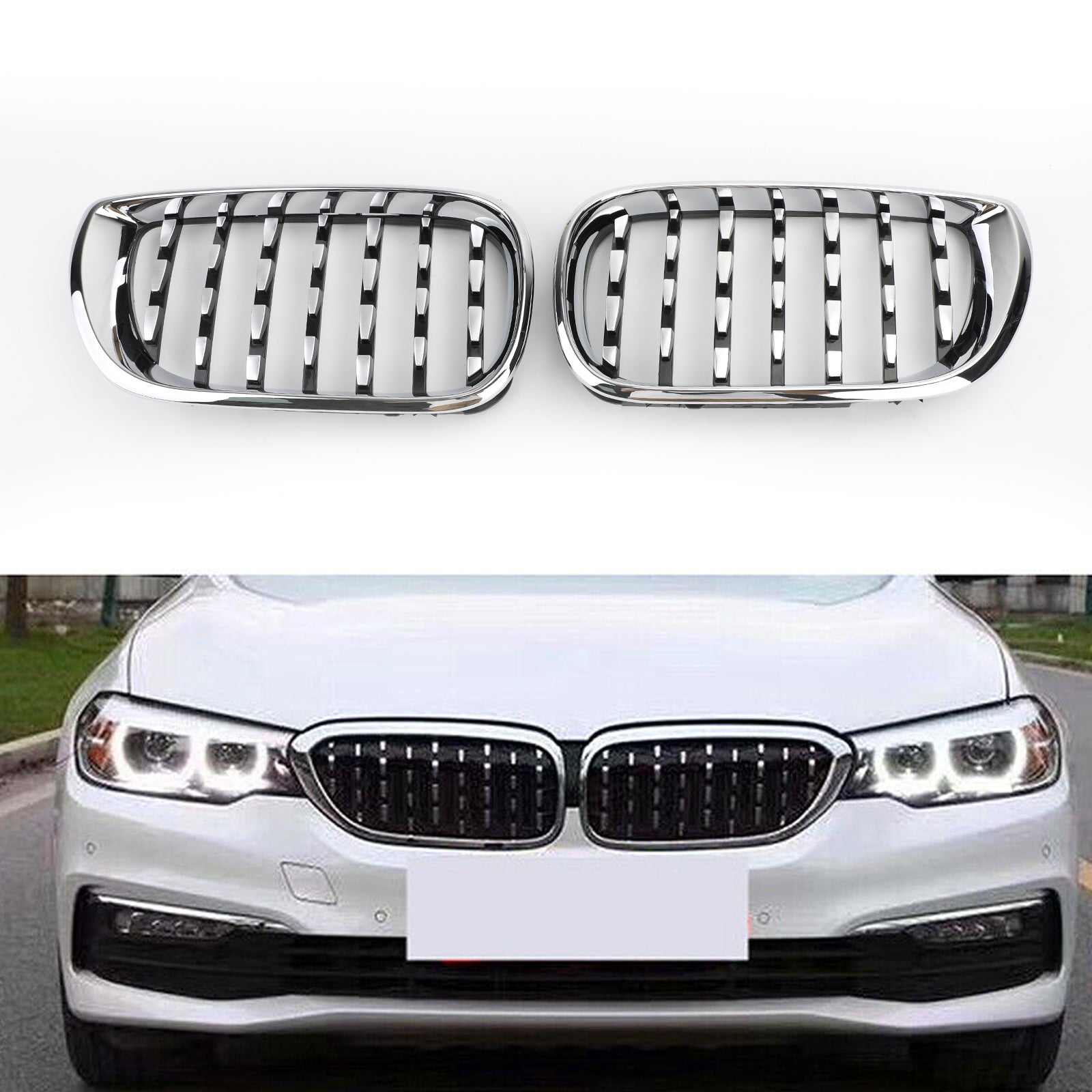 2002-2005 BMW E46 Saloon/Touring Facelift 4Dr Diamond Style Front Grille Black&Chrome/Chrome/Black Generic