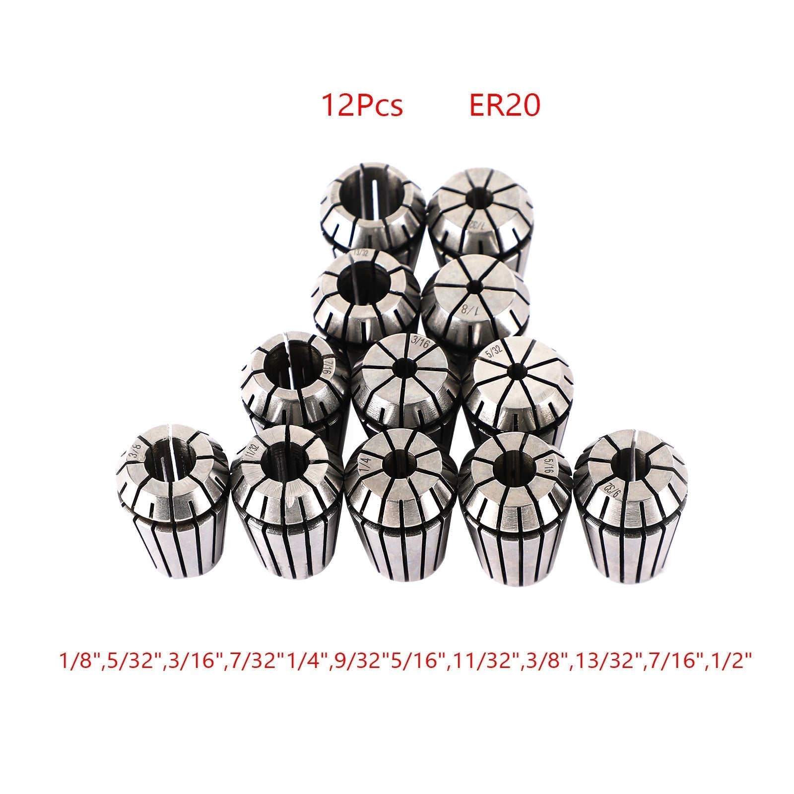 7Pcs ER20 Spring Collet Set For CNC Milling Lathe Tool Engraving Machine Steel