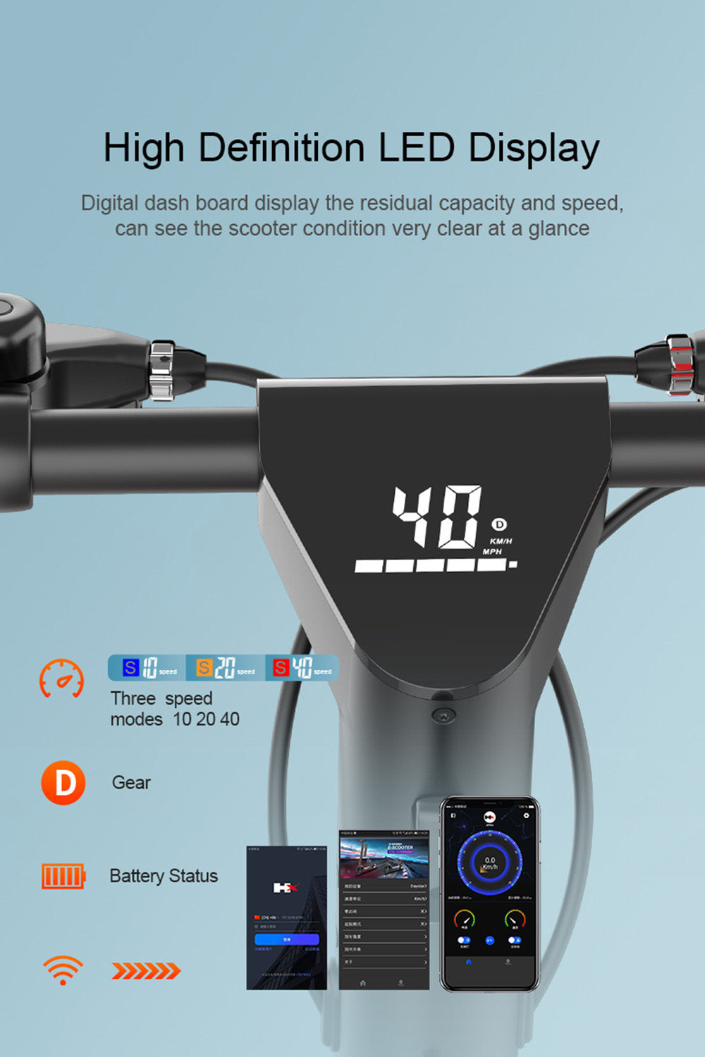 40km/h 10" Folding Electric Scooter 500W Range 70KM For Adult City Commute