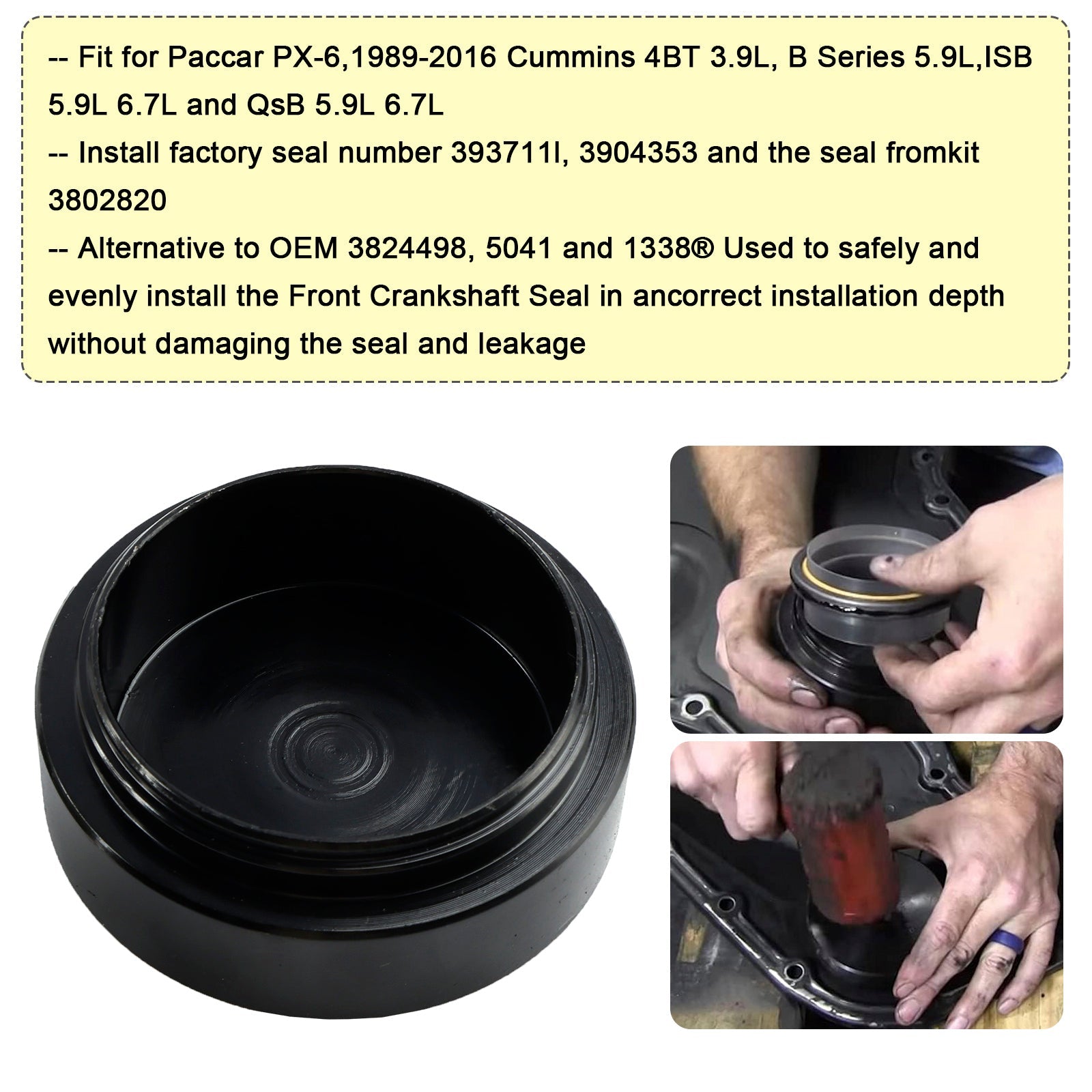 1989-2016 Cummins 3.9L 5.9L 6.7L Front+Rear Crankshaft Seal Remover & Installer Tool