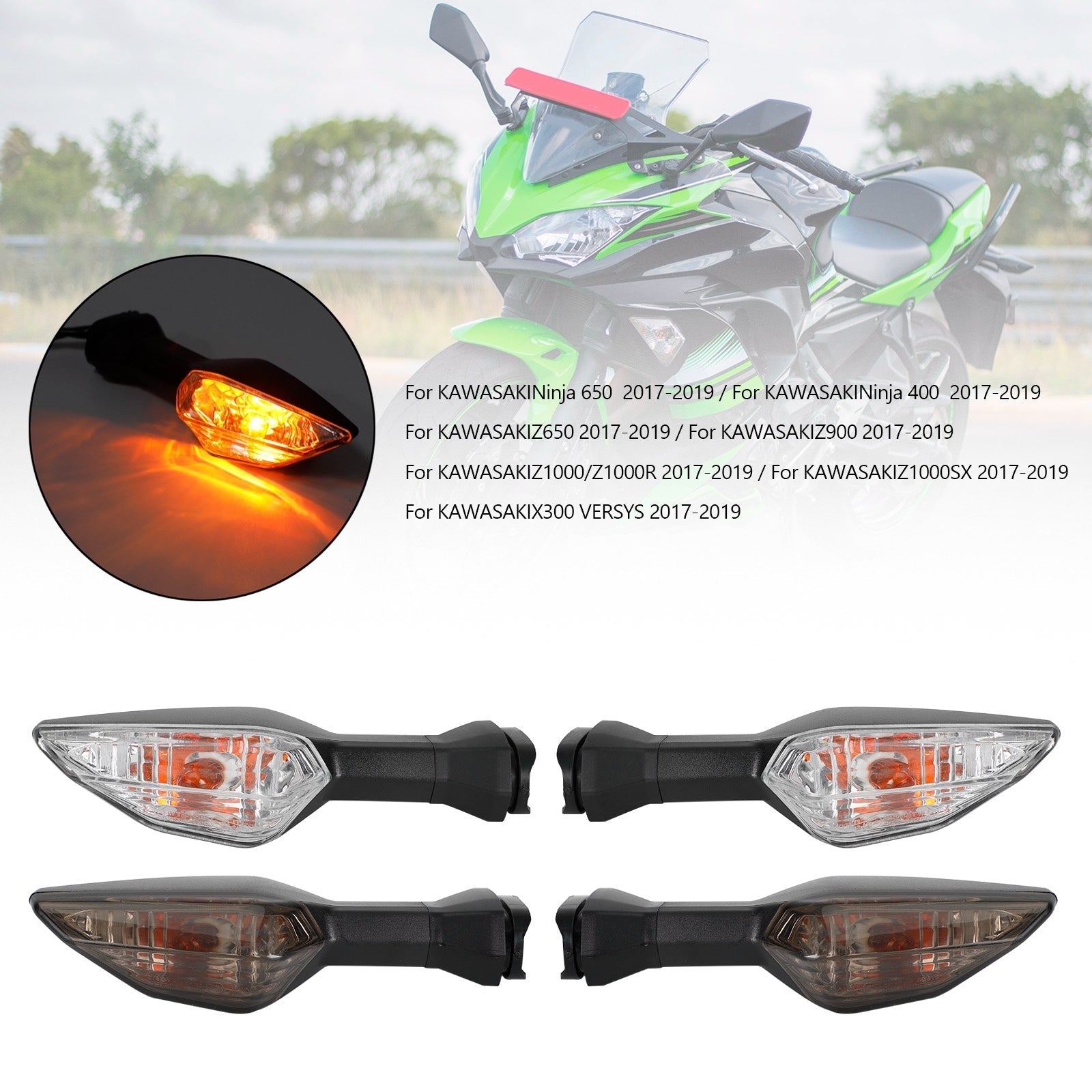 2017-2019 Kawasaki Ninja400 Z650 Z900 Z1000 Z1000SX Turn Signal Light Indicator Lamp For Clear