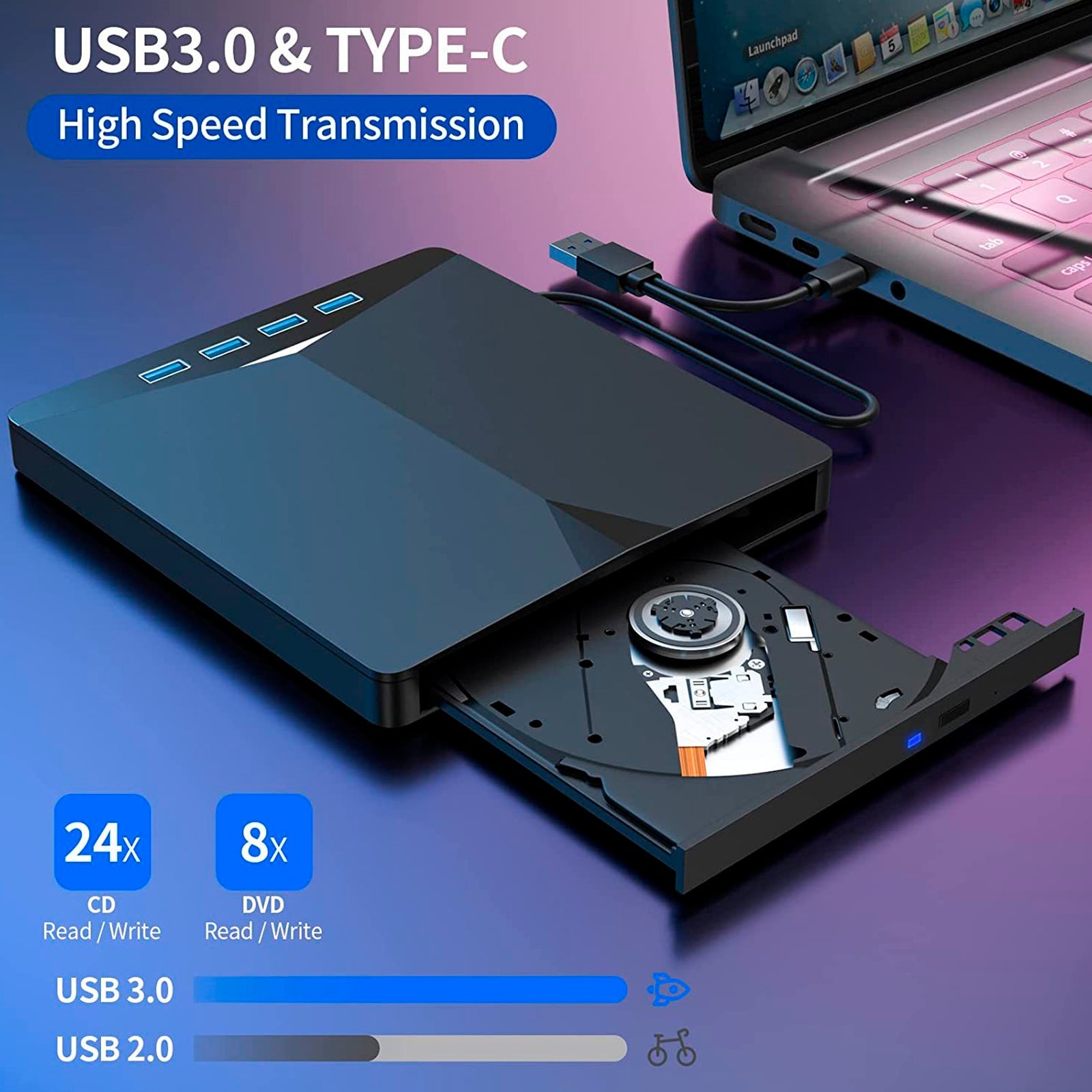 7 IN 1 BD Burner External USB 3.0 Player DVD CD 3D Recorder Drive Movie Player
