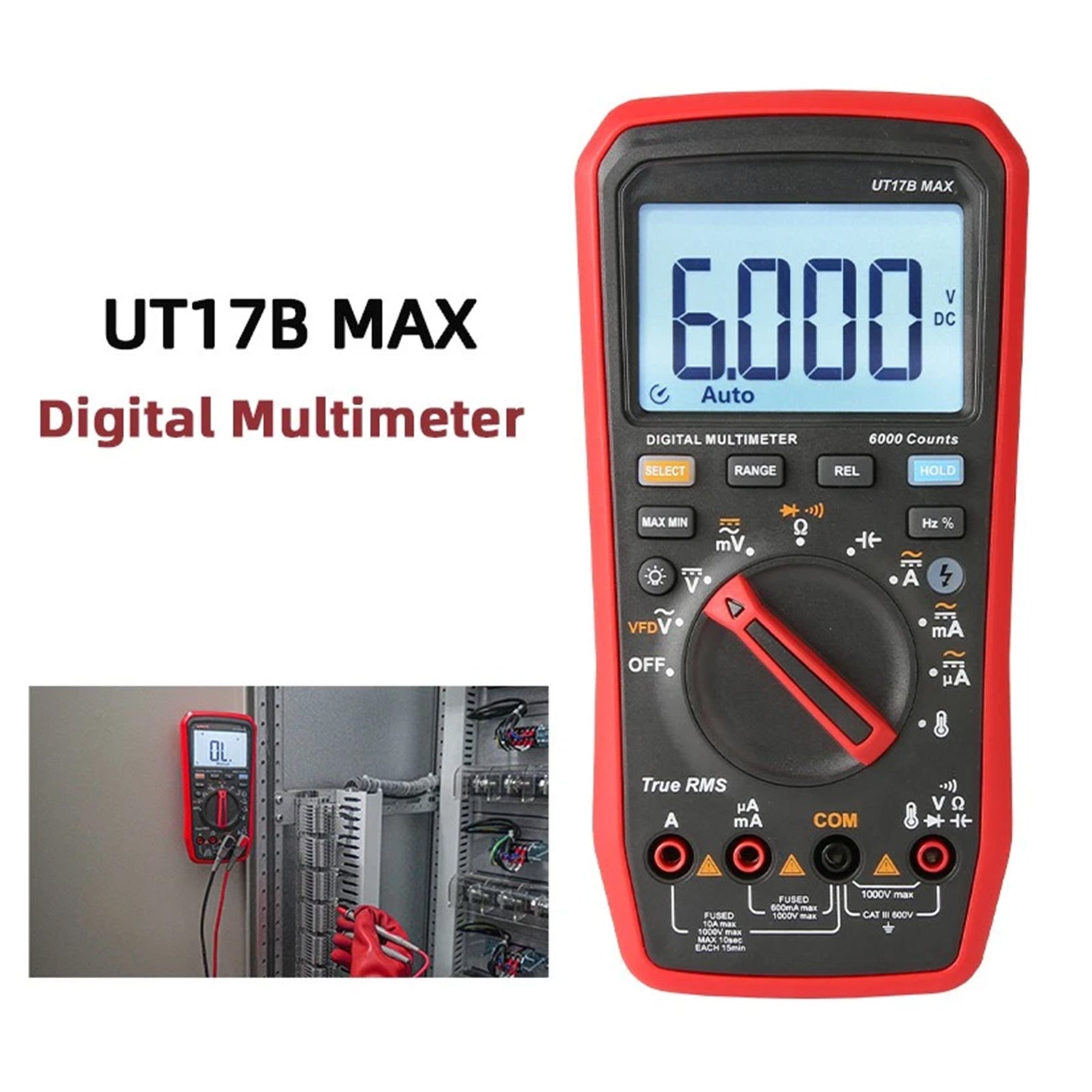 UT17B MAX Digital Multimeter DC/AC Function SwitchingC/V/I/R Measurement