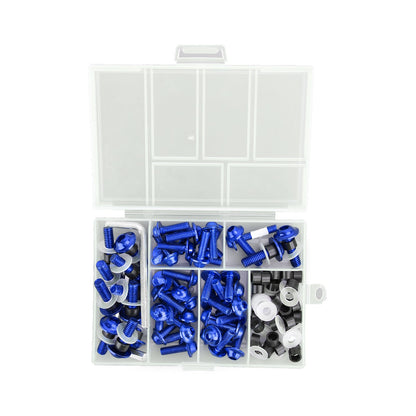 158Pcs Sportbike Windscreen Fairing Bolts Kit Fastener Clips Screws Blue