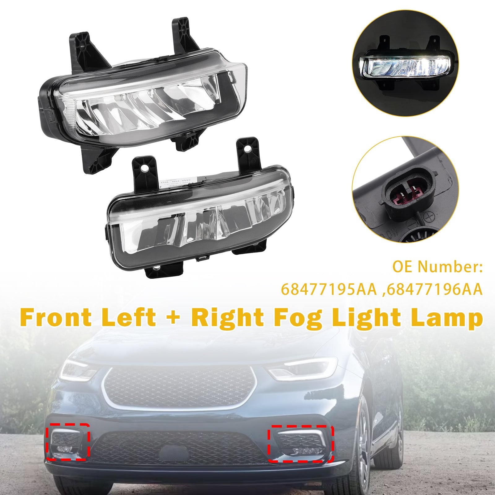 2021-2024 For Ram 2500/3500/4500/5500 Left + Right LED Fog Light 68477196AA