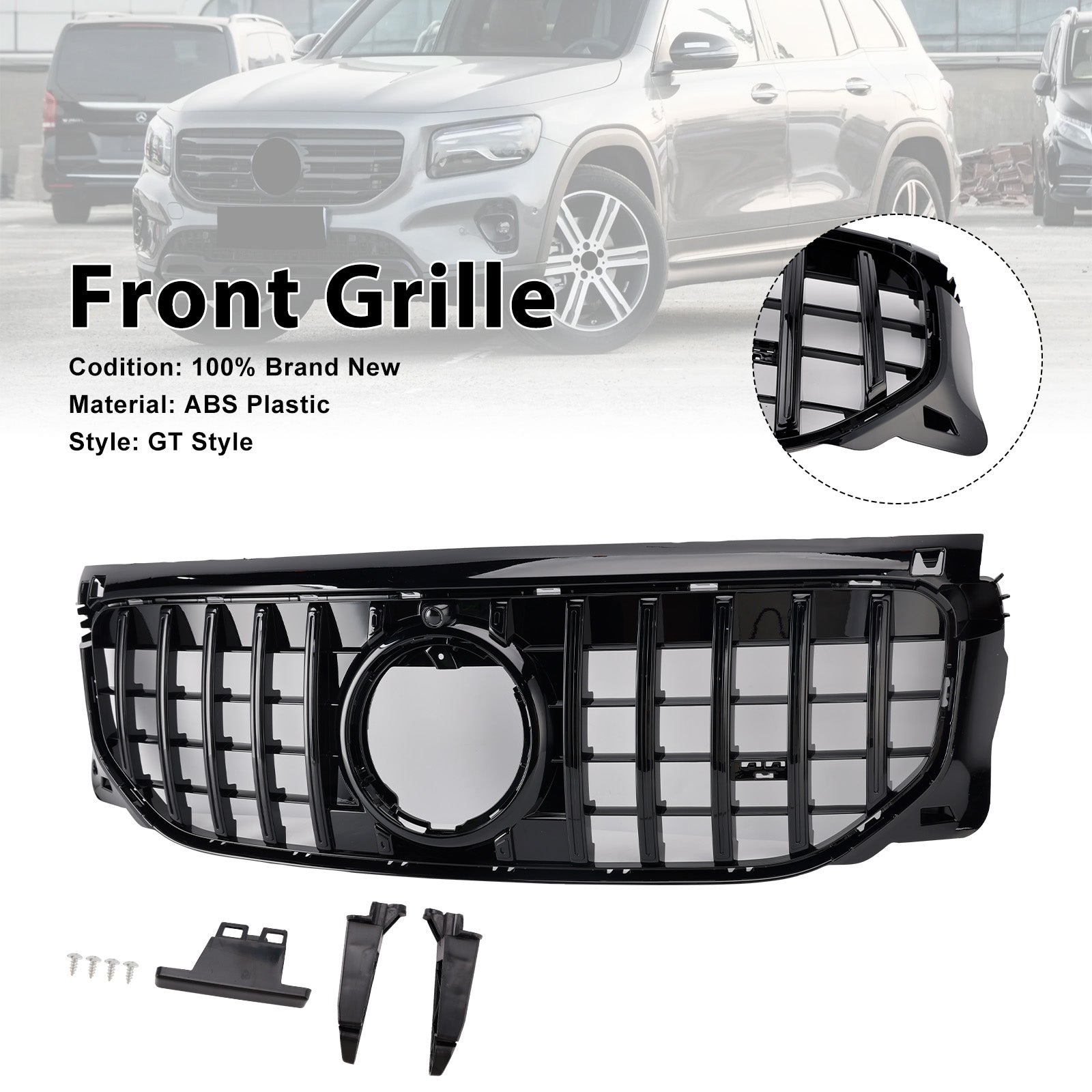 2024+ Fit Mercedes Benz GLB X247 GLB200 GLB250 Black Front Bumper Grille Grill