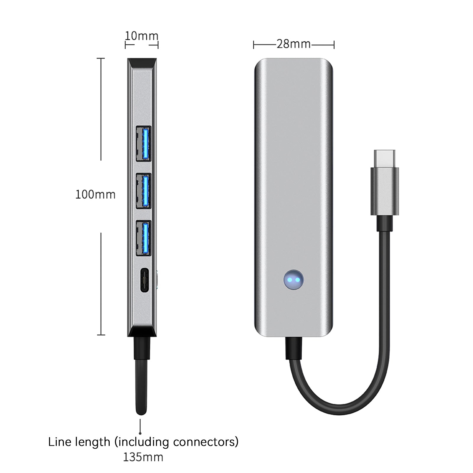 5 in 1 TYPE-C+USB3.0*1+USB2.0*2+HDMI+PD100W Interface Hub Adapter for MacBook
