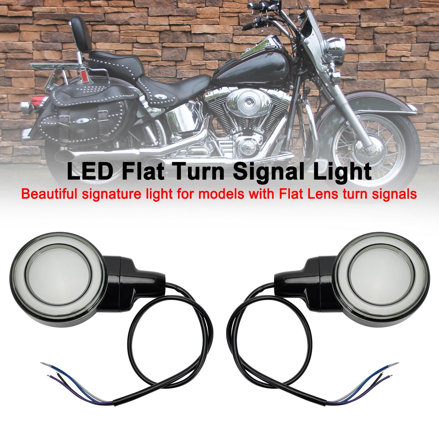 99-23 Heritage Softail Classic Touring LED Flat Front Turn Signal Light For