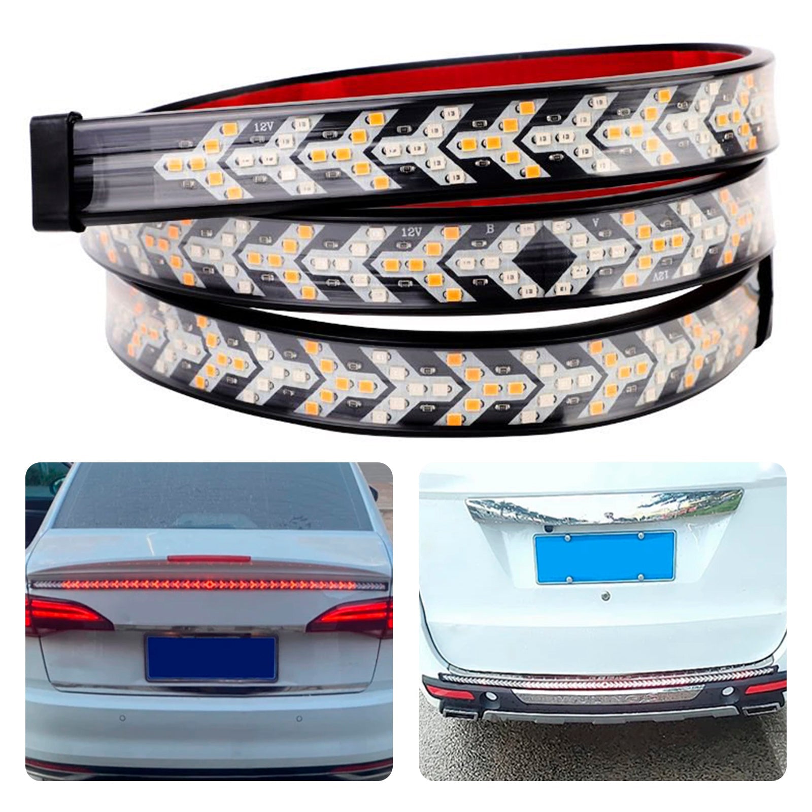 Car Truck LED TailLight Strip Turn Signal Lamp Flowing Dynamic Fish Bone 1.2 meters
