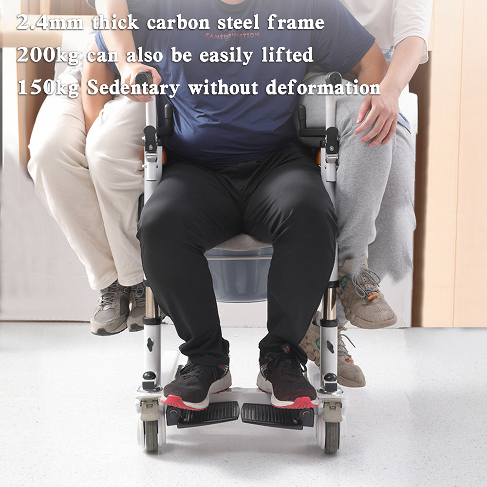 Lift For Elderly Patient Transfer Wheelchair W/180° Split Seat and Bedpan