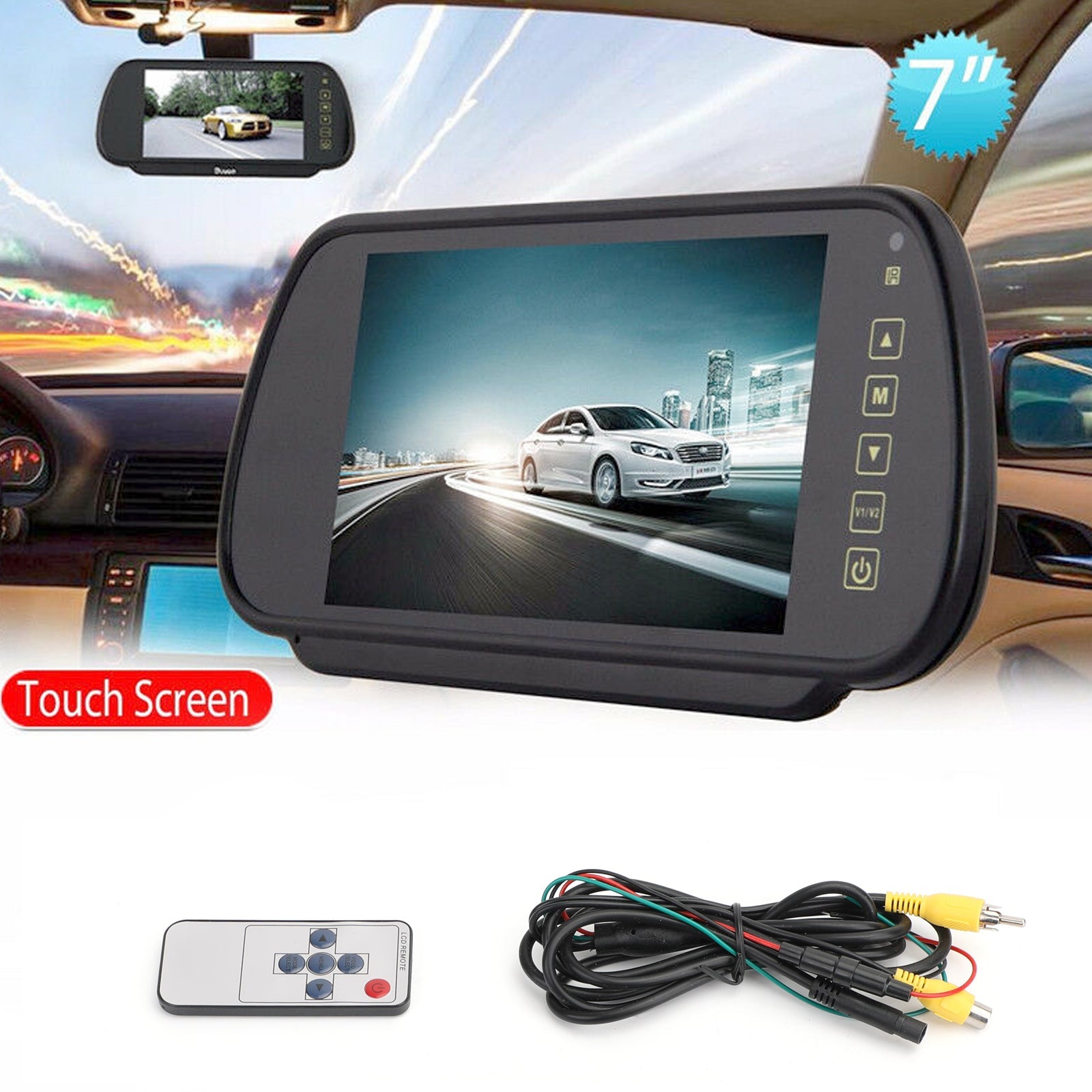 7" LCD Car Rear View Monitor Sensors Lens Screen for Bus Car Reversing Camera