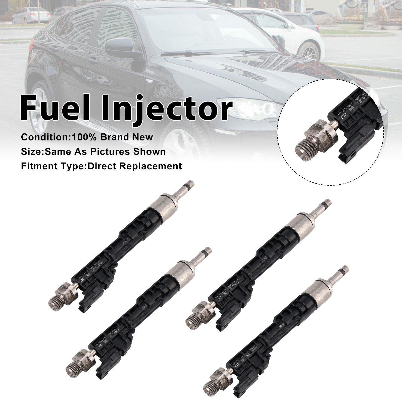 4Pcs Fuel Injector For BMW 5 Series 2011-2016 X5 2011-2013 0261500109