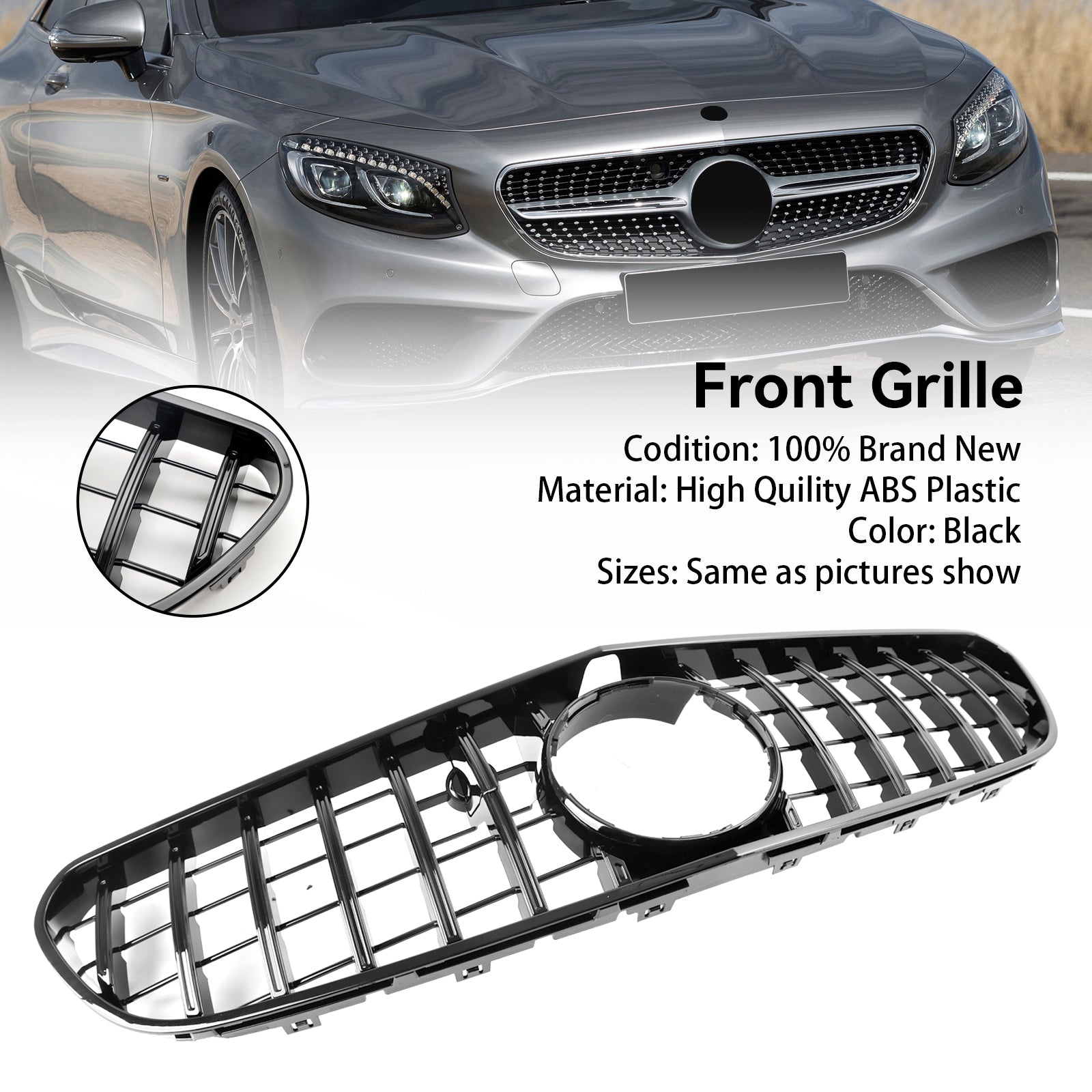 2015 2016 2017 S-Class W217 S63 AMG Pre-Facelift Mercedes Benz Front Bumper Grille Grill
