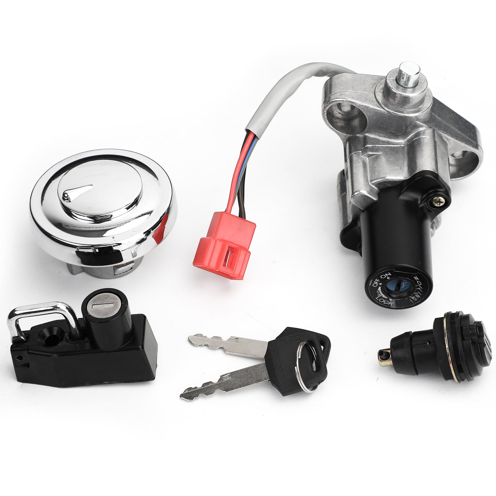 1998-2016 Yamaha V-Star 650 Classic XVS650A Ignition Switch Fuel Tank Storage Lock Set w/ Key 4TR-82501-01-00 5BN-24602-10-00