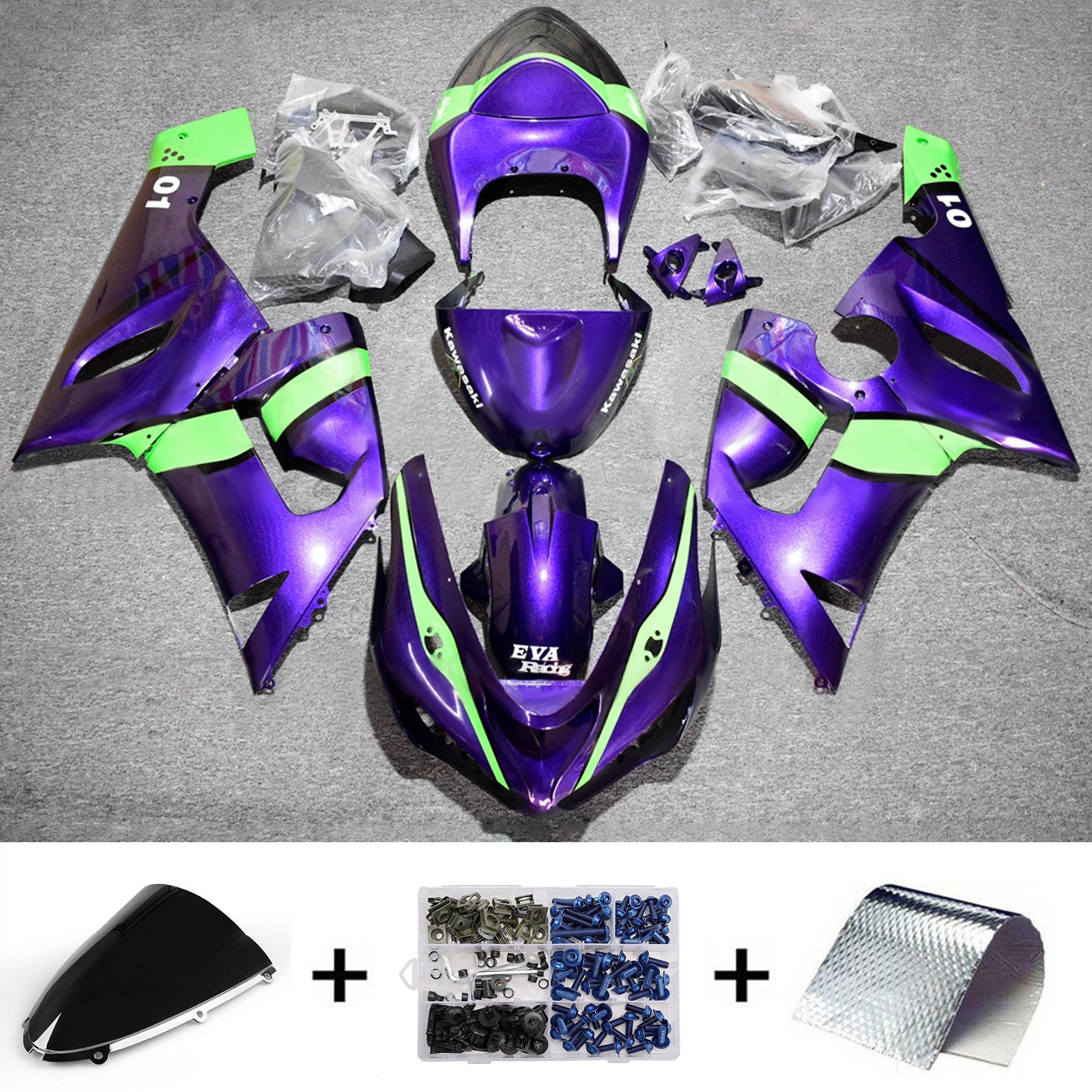 Injection Fairing Kit Bodywork Plastic ABS fit For Kawasaki ZX6R 636 2005-2006
