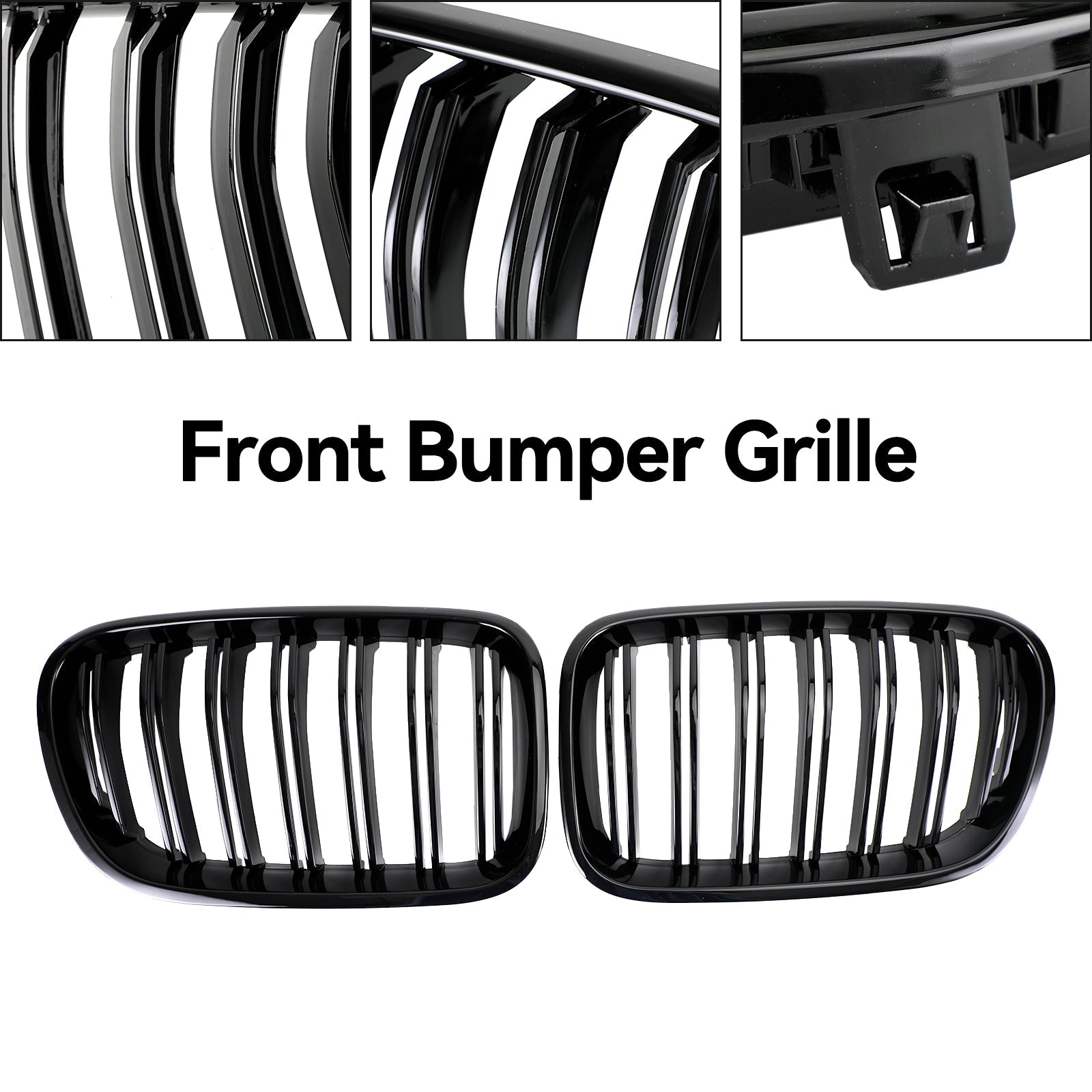 2011-2014 BMW X3 F25 Dual Line Gloss Black Front Bumper Kidney Grille Grill