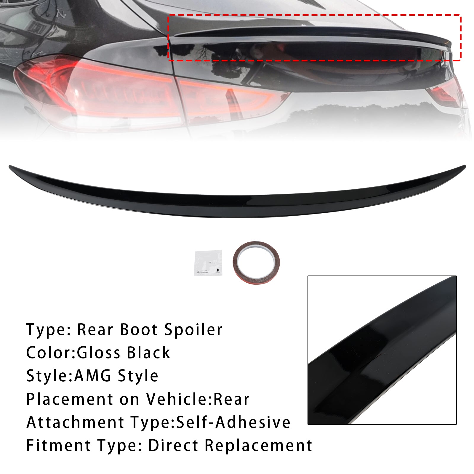 Gloss Black Rear Boot Spoiler For Benz GLE Class Coupe C167 2019+ GLE63 Style