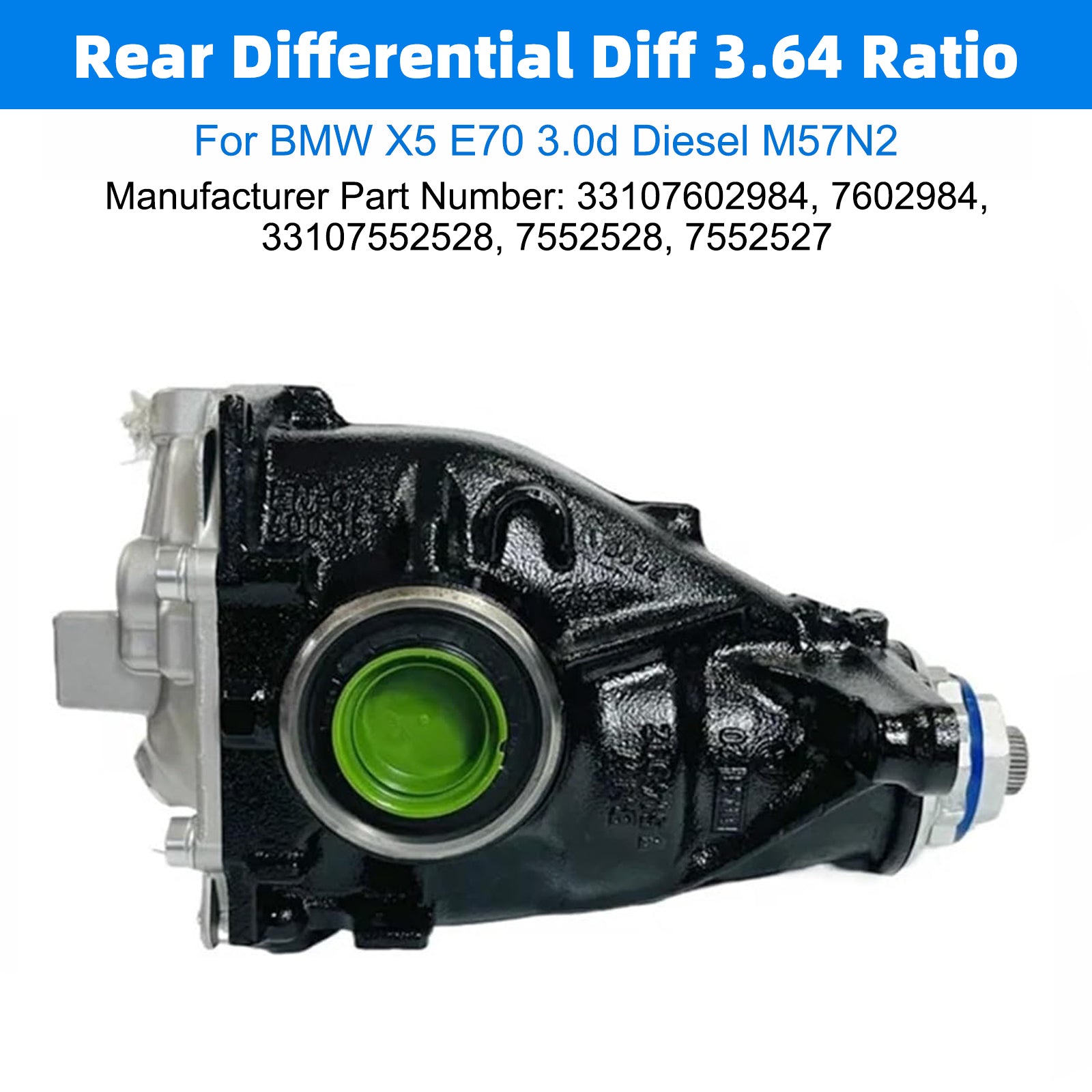 Rear Differential Diff 3.64 Ratio 33107602984 For BMW X5 E70 3.0d Diesel M57N2 7602984