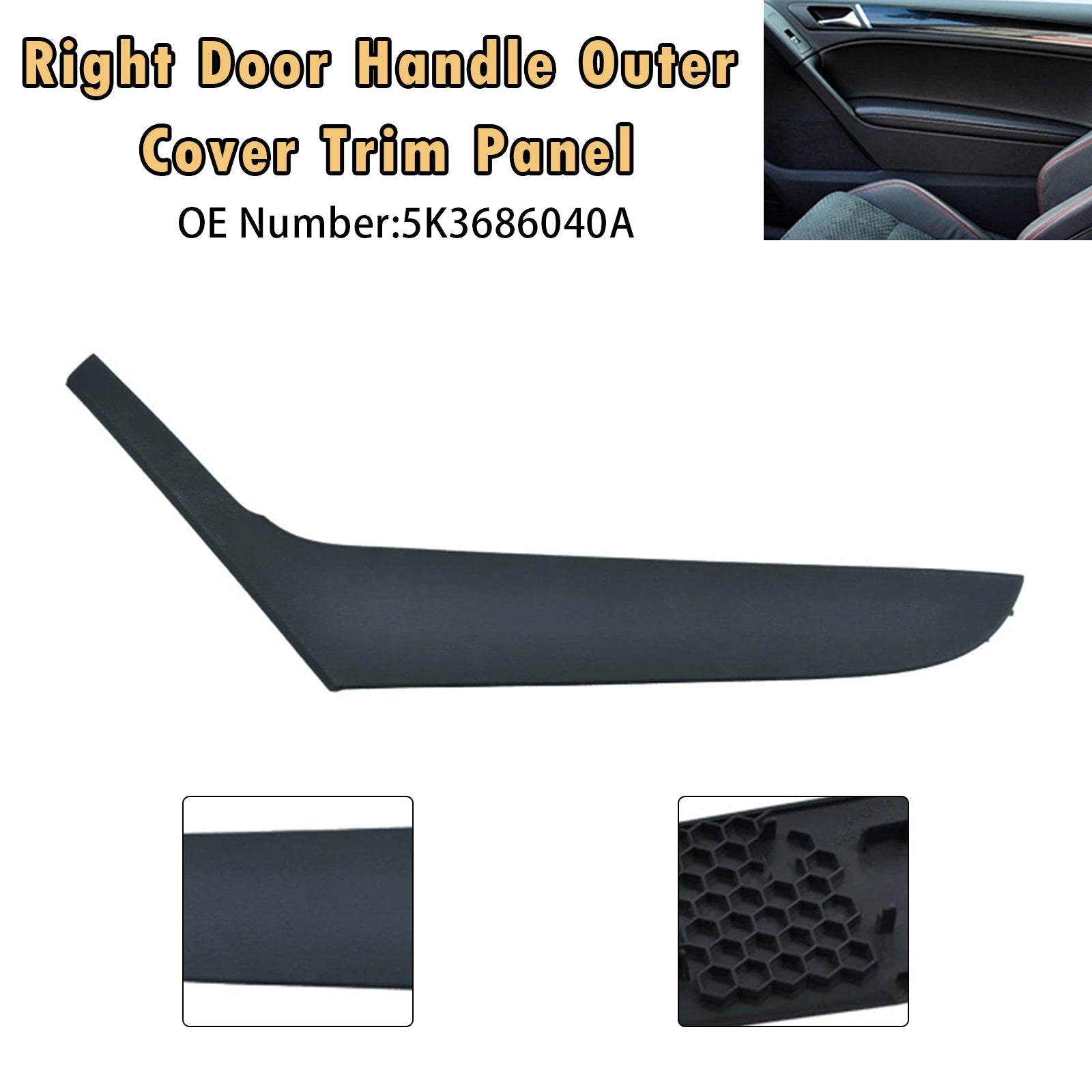 Right Door Handle Outer Cover Trim Panel 5K3686040A For VW Golf 6 Coupe 2009-2013