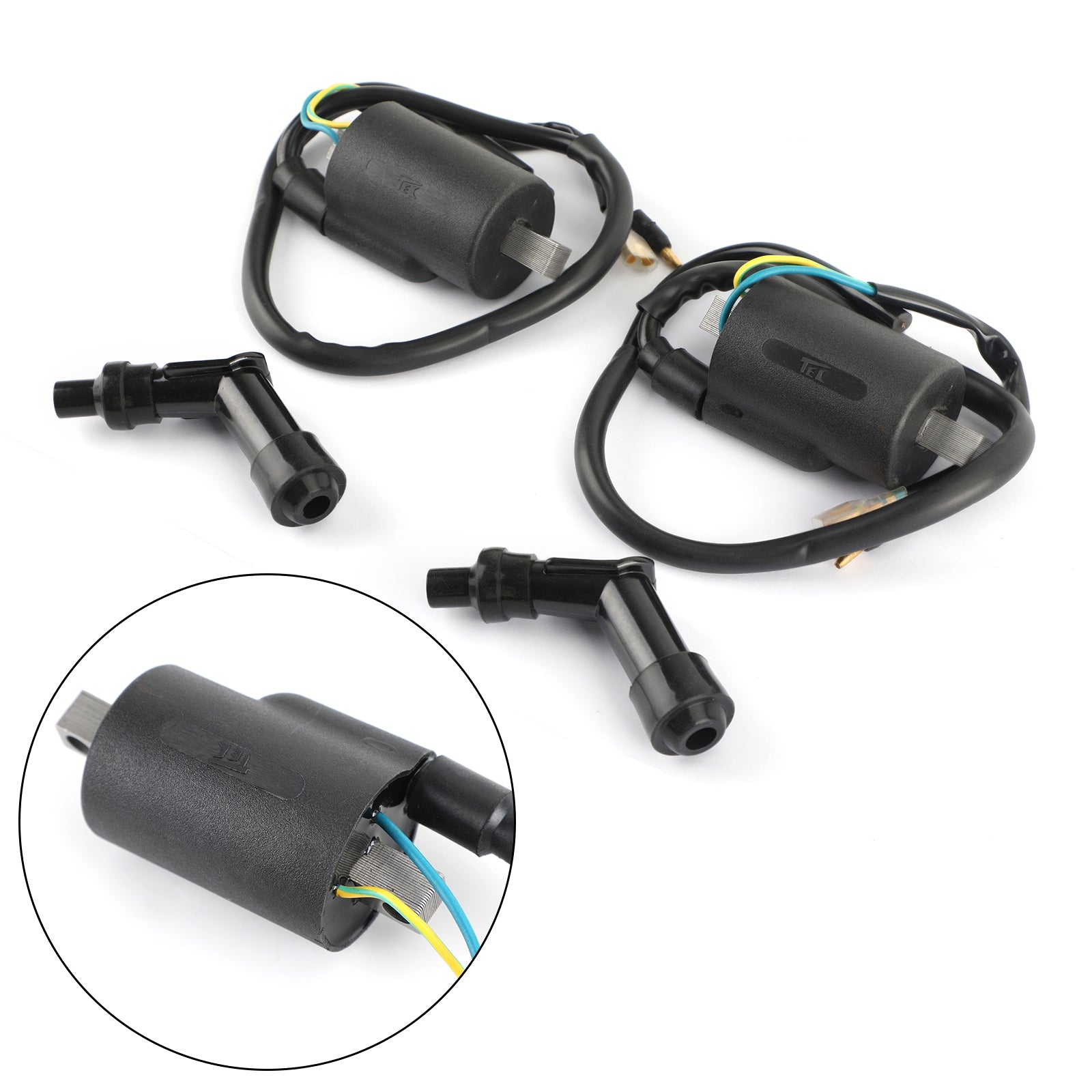 1975-1976 Honda CB500T Ignition Coil+Spark Plug Caps 30500-292-672 Generic