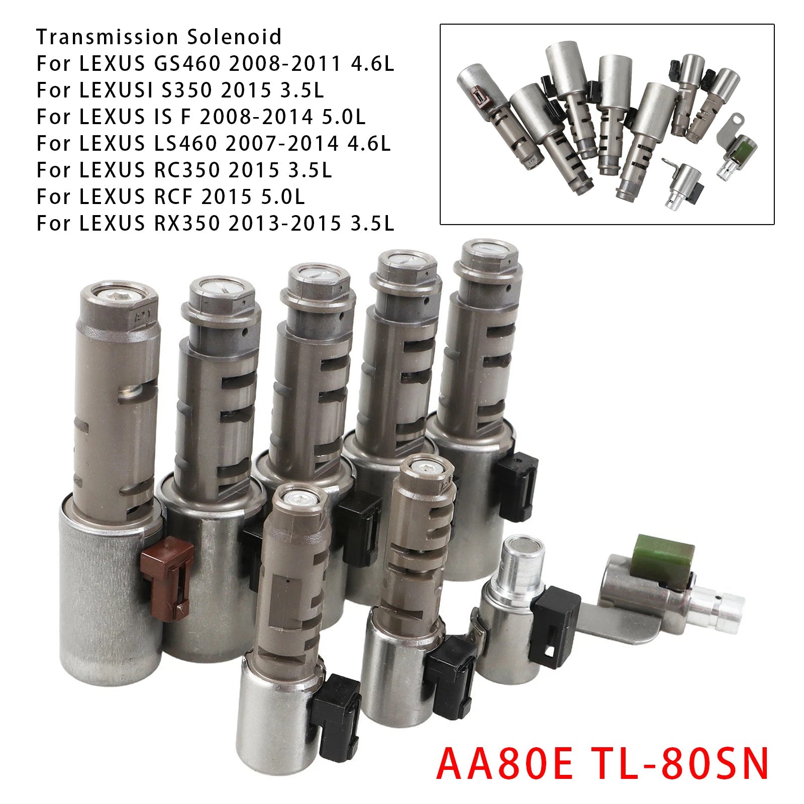 2015 LEXUS RC350 3.5L AA80E TL-80SN Transmission Solenoids Kit