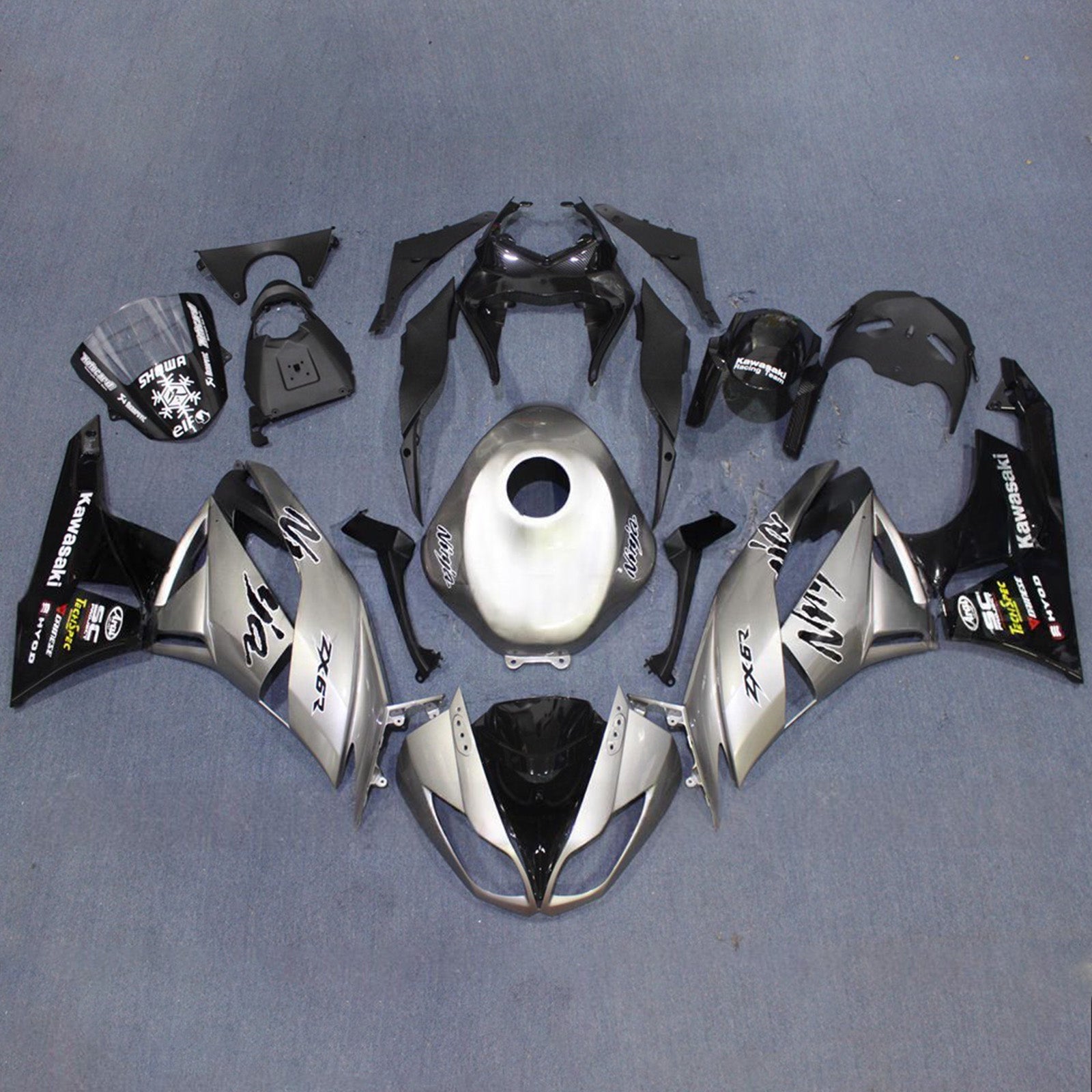 Injection Fairing Kit Bodywork Plastic ABS fit For Kawasaki ZX6R 636 2009-2012