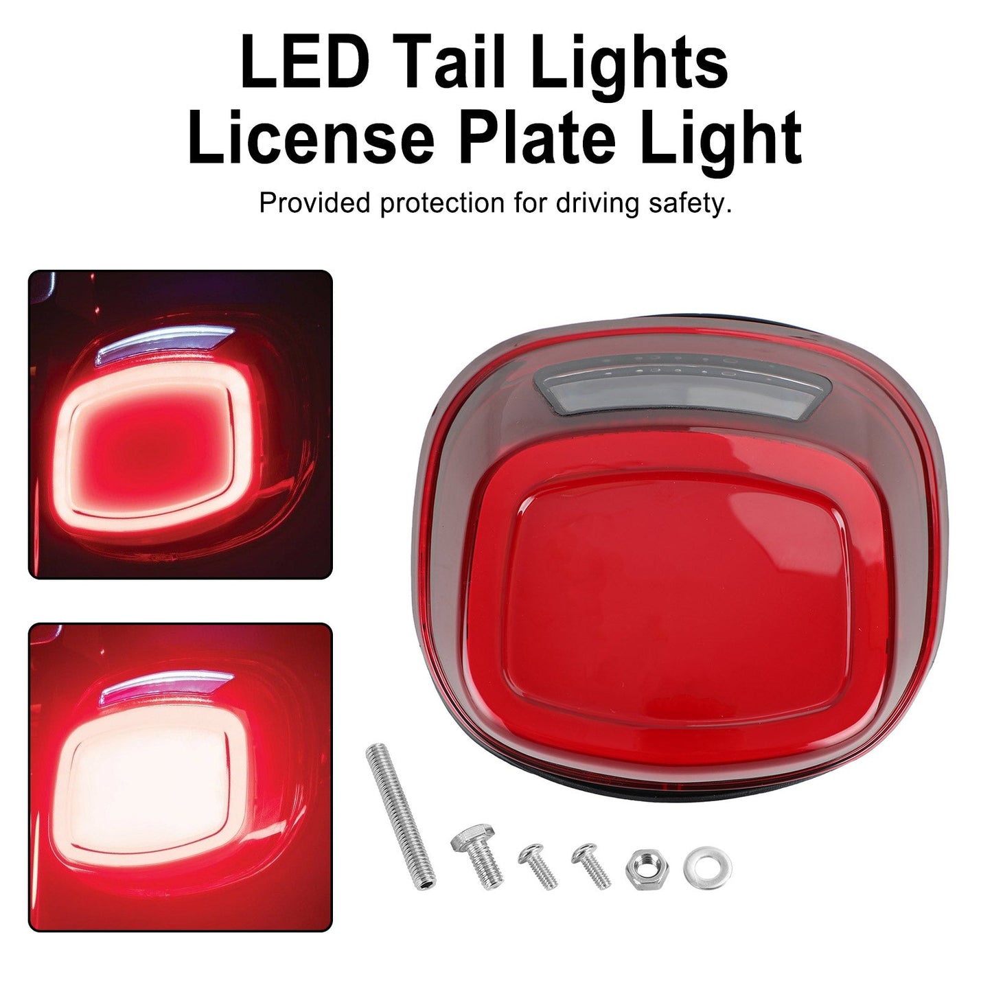 Touring Softail Dyna Sportster 99-Up Generic LED Tail Lights License Plate Light For