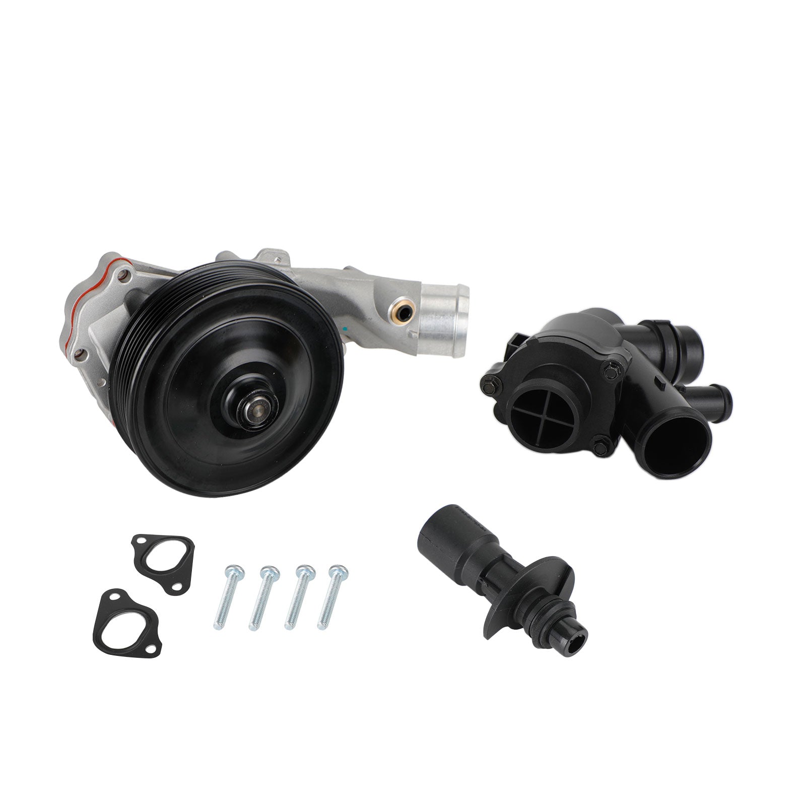 2010-2014 Jaguar XF 5.0L V8 XFR XFR-S Water Pump w/ Bolts Gaskets Connector + Thermostat Kit