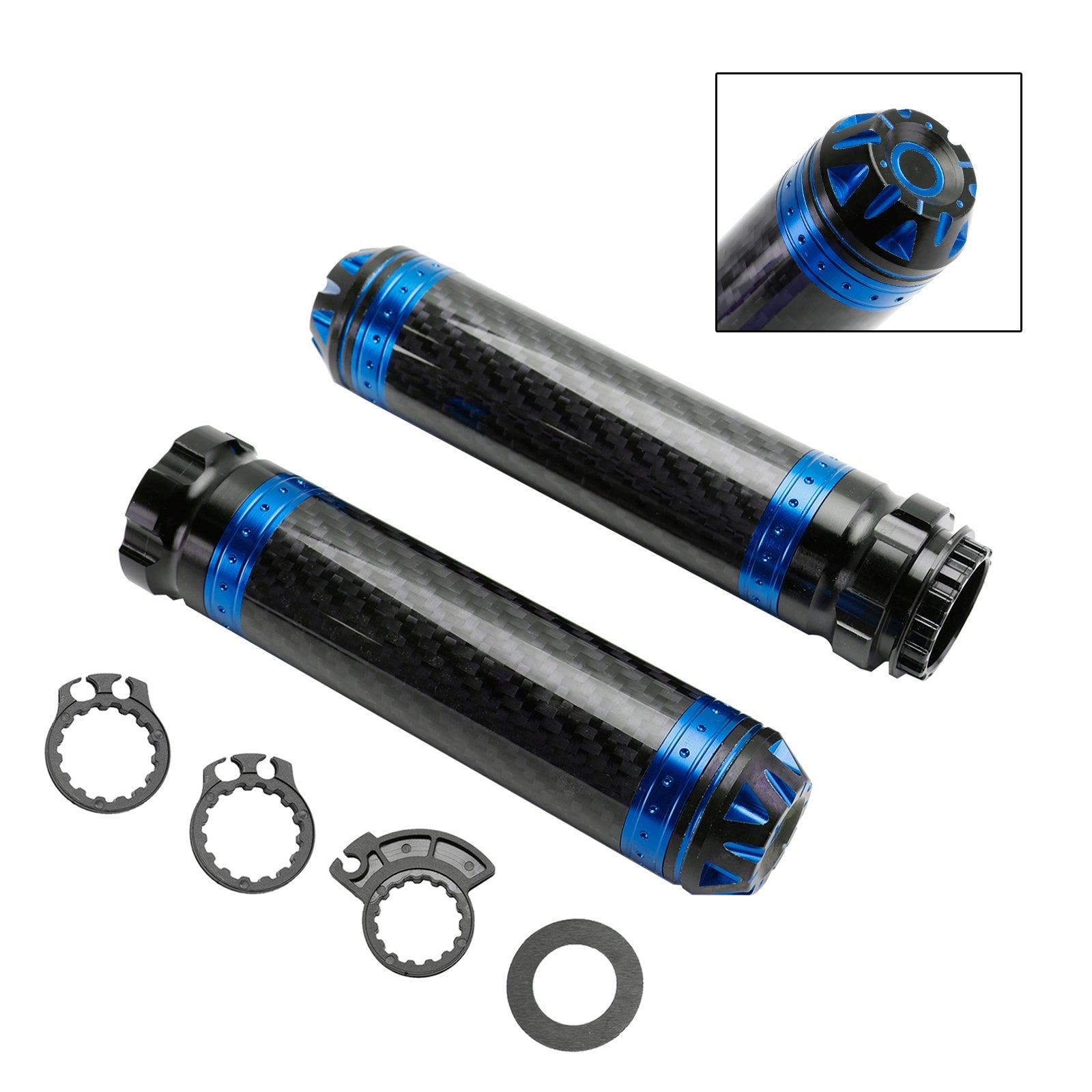 7/8"/22Mm Motorcycle Handle Bar Hand Grips Carbon Universal Green For Motorcycle Silver