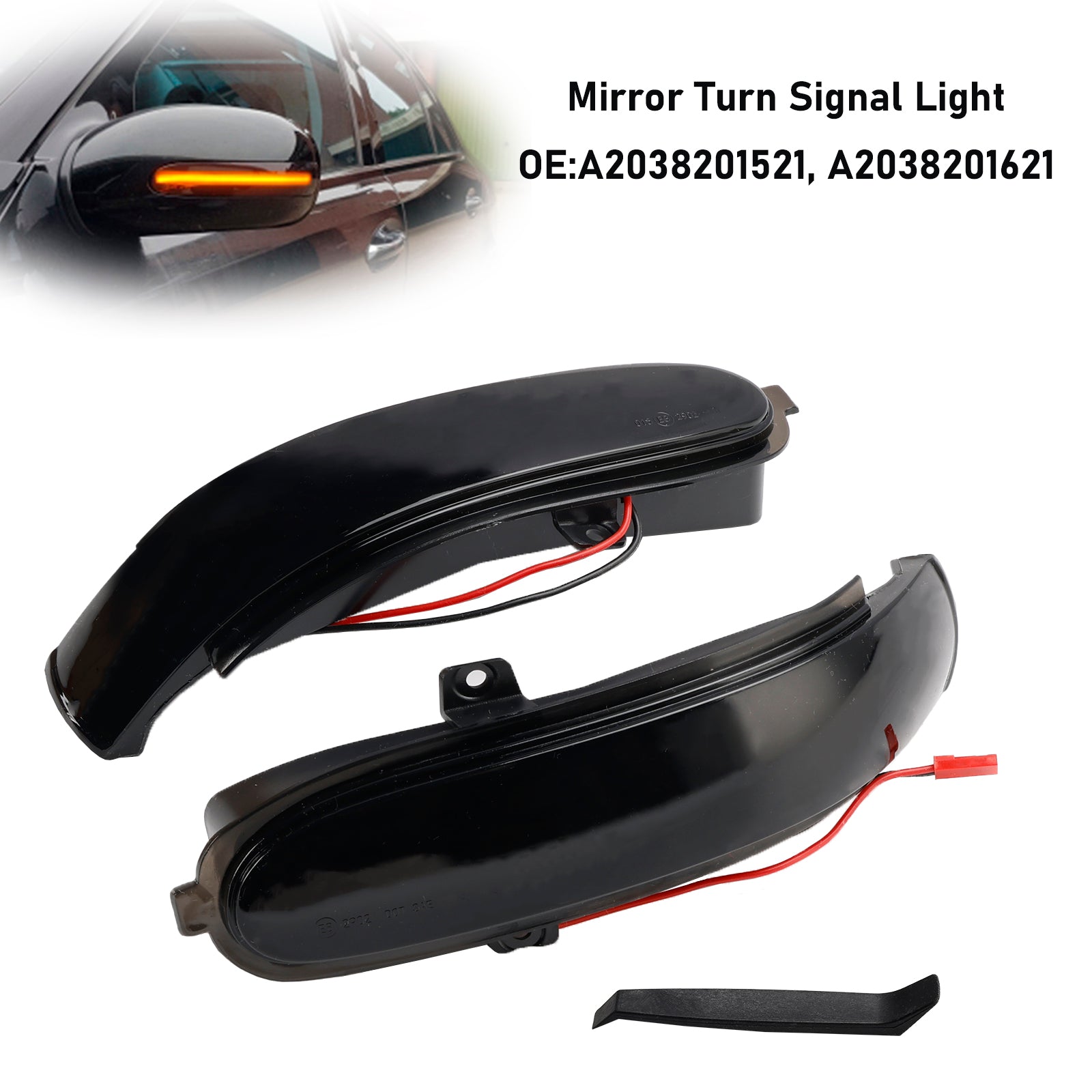 Smoked LED Sequential Side Mirror Turn Signal Light for Mercedes-Benz C W203