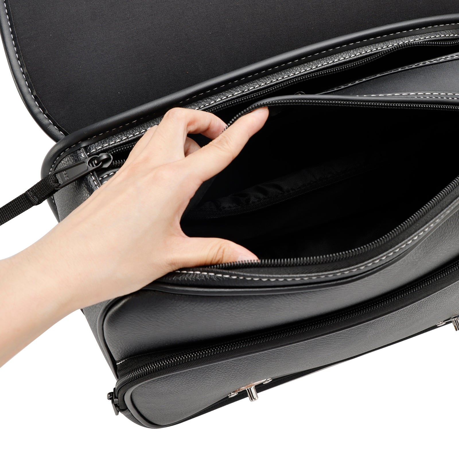 Tail Bag Pu Side Saddlebag Tail Bag Luggage Pouch Storage Black For Motorbike