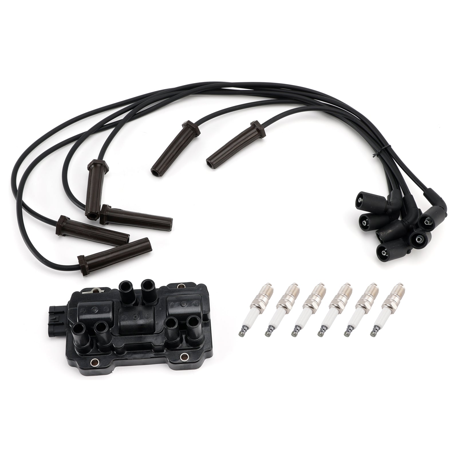 1x Ignition Coil + 6x Spark Plugs +6x Wire Pack UF434 For Chevrolet GMC Pontiac