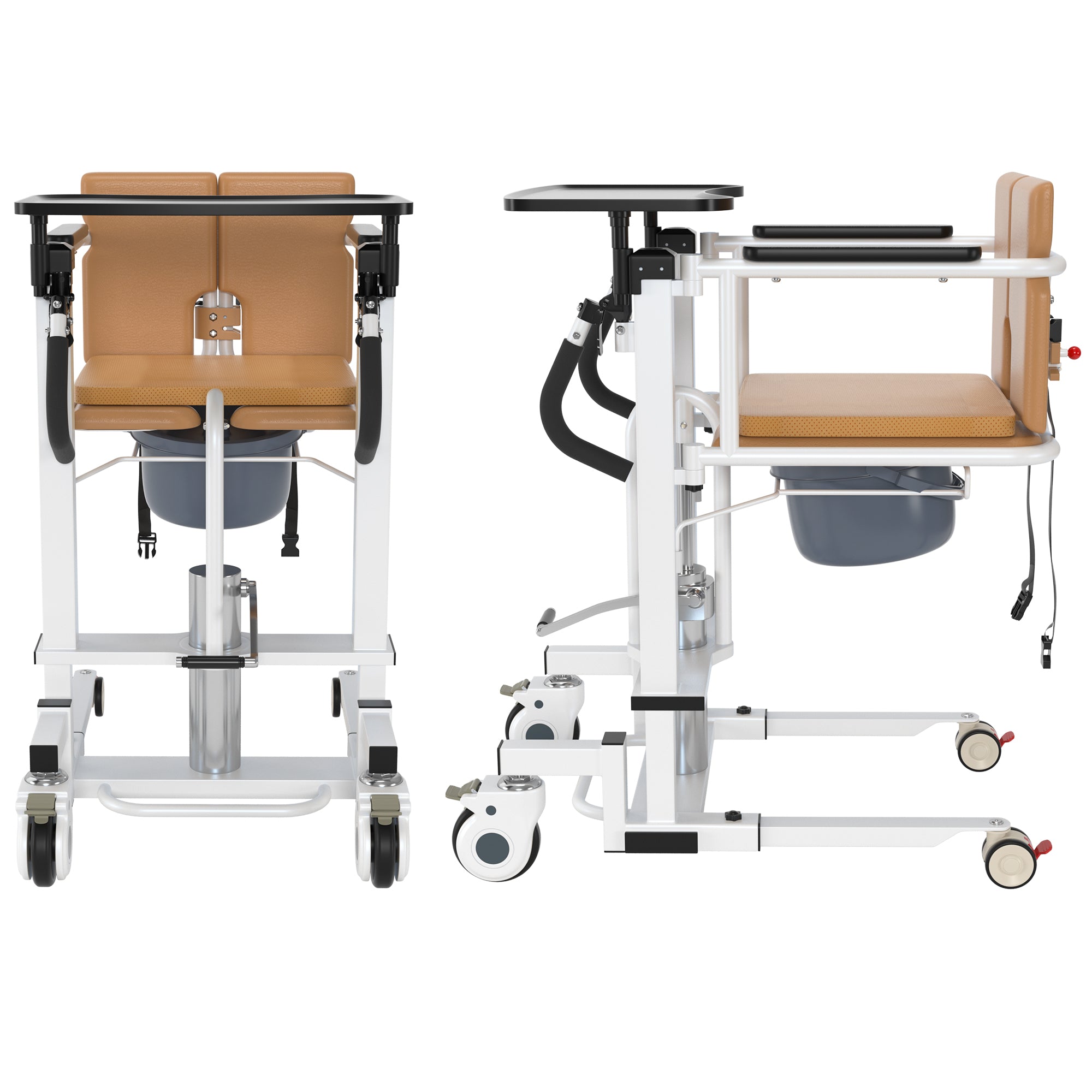 Patient Chair Hydraulic Transferred Lift Wheelchair w/180°Split Seat And Table