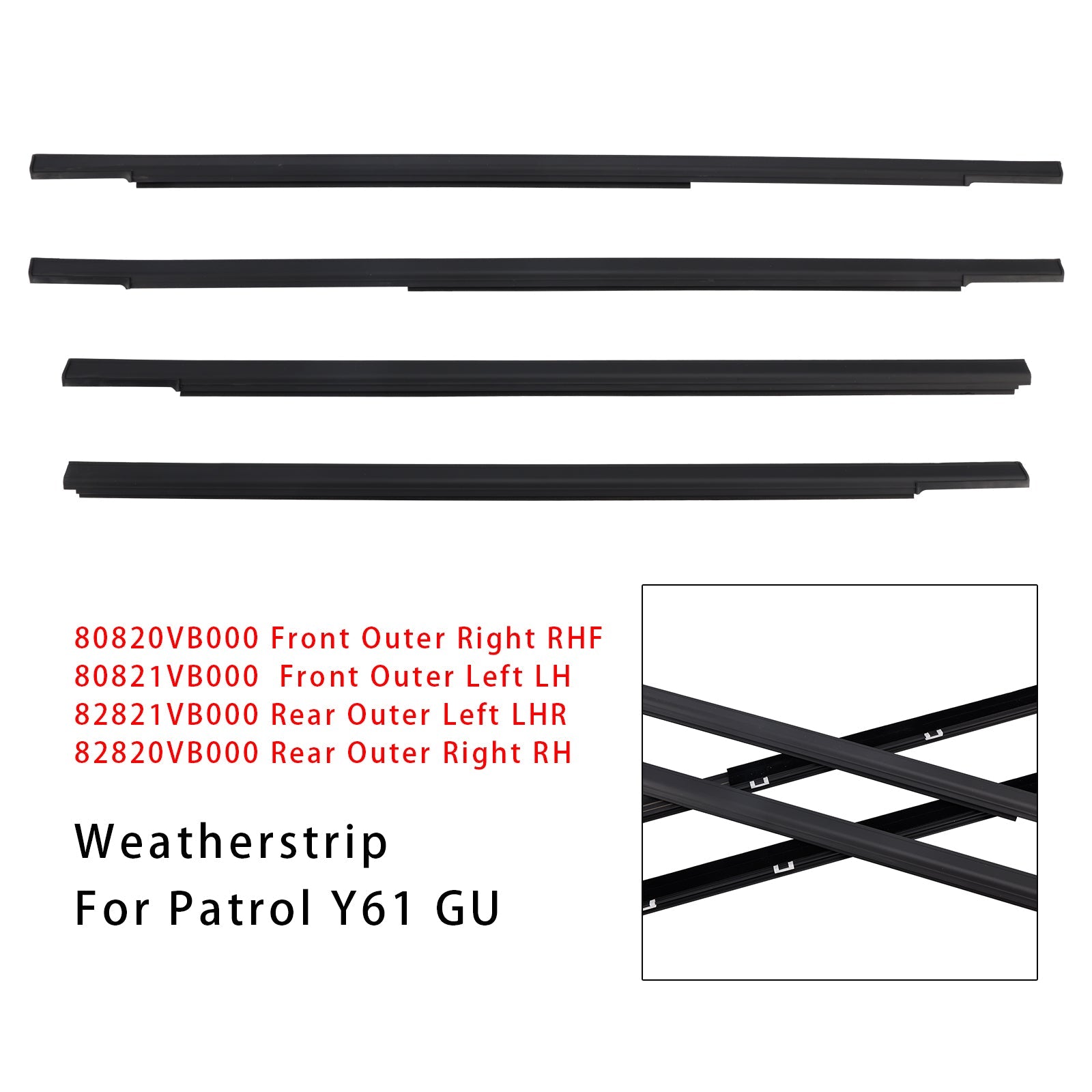Patrol Y61 GU 4PCS Door Window Weatherstrip Mould Kit