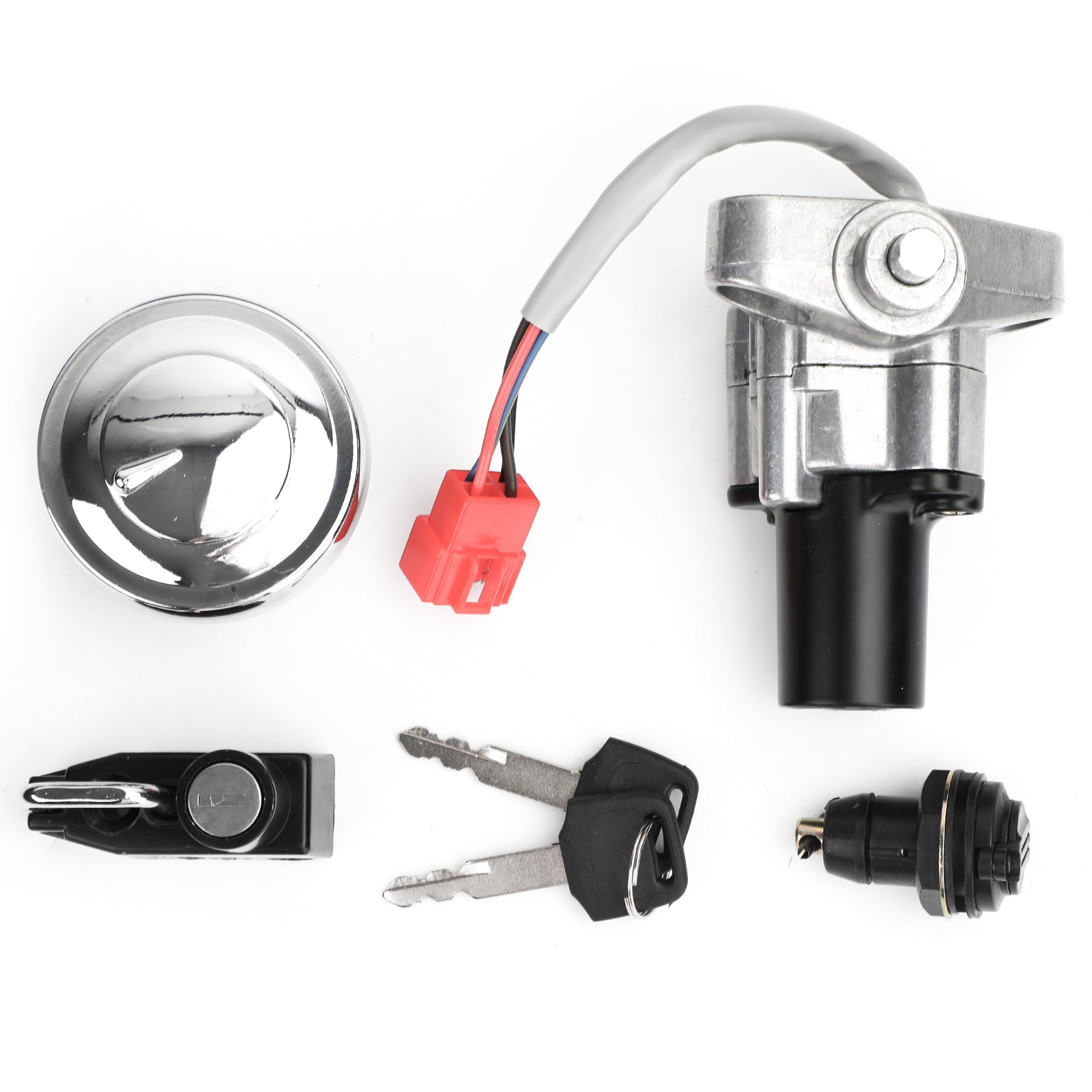1996-2008 Yamaha Drag Star 400 XVS400 Ignition Switch Fuel Tank Storage Lock Set w/ Key 4TR-82501-01-00 5BN-24602-10-00
