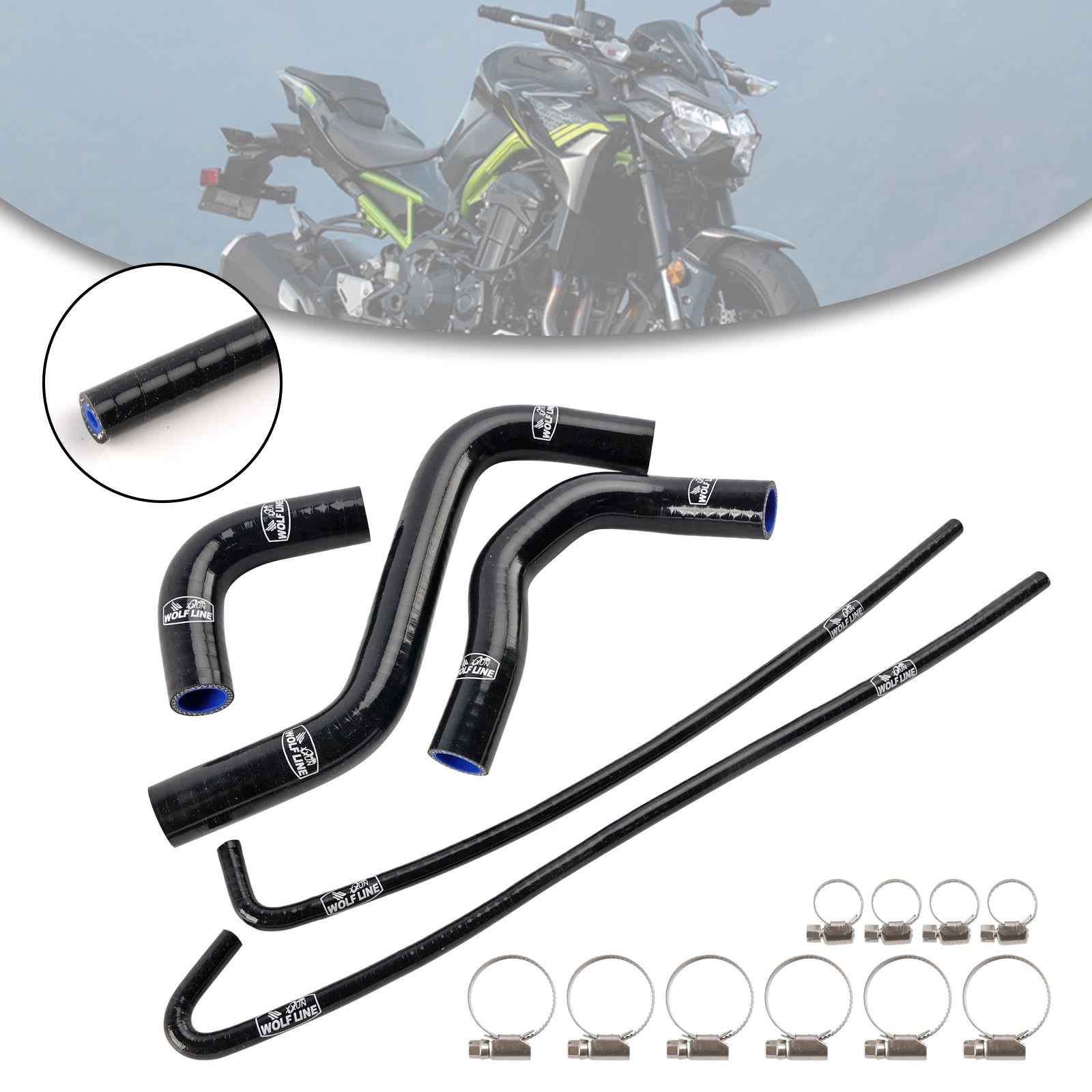 2017-2026 Kawasaki Z900 Silicone Radiator coolant Hose kit